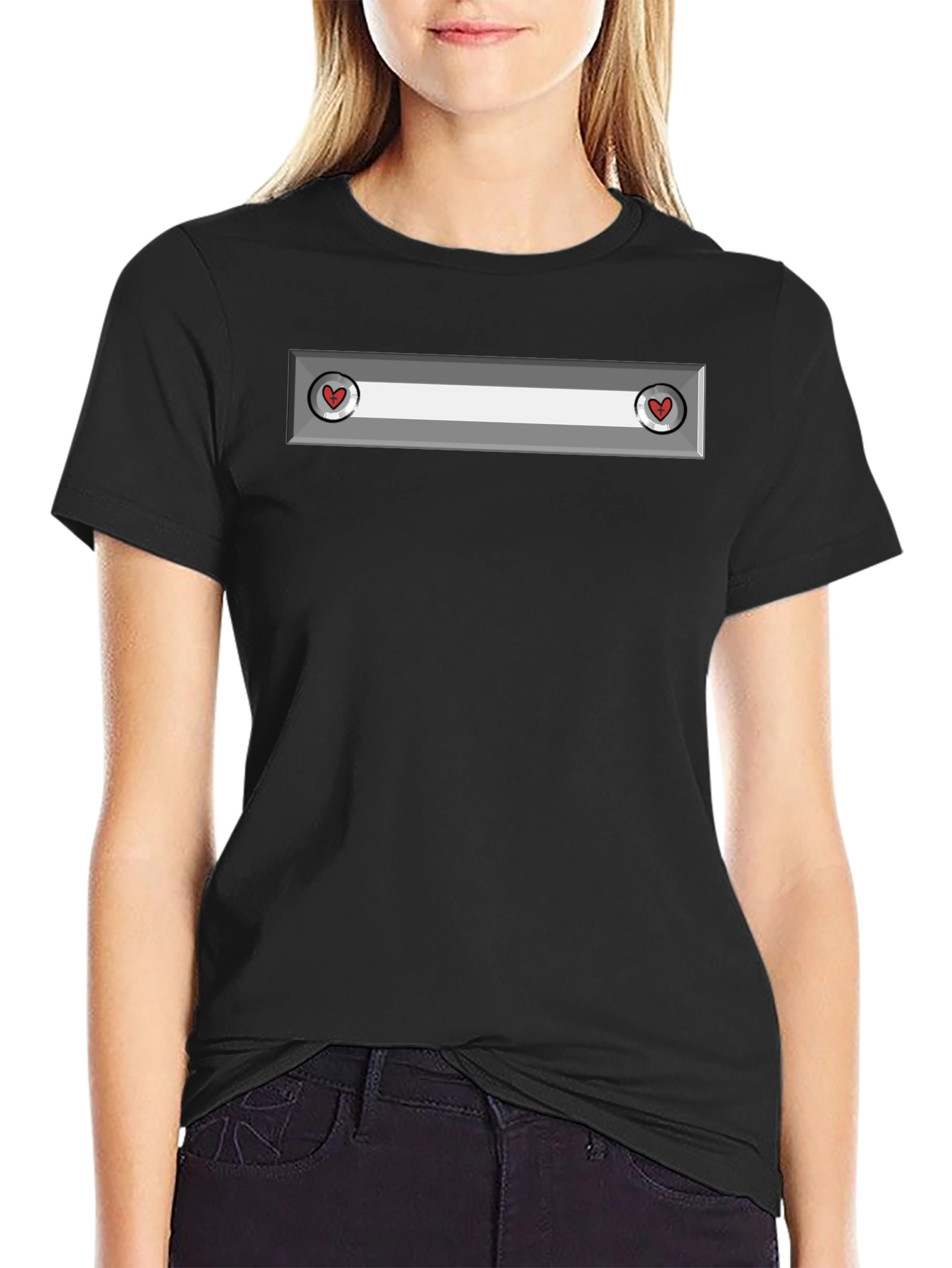 Heart Panel Black T-Shirt - Unique Design