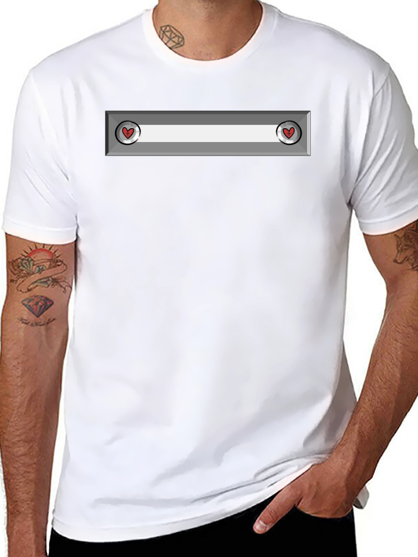 Heart Panel Black T-Shirt - Unique Design