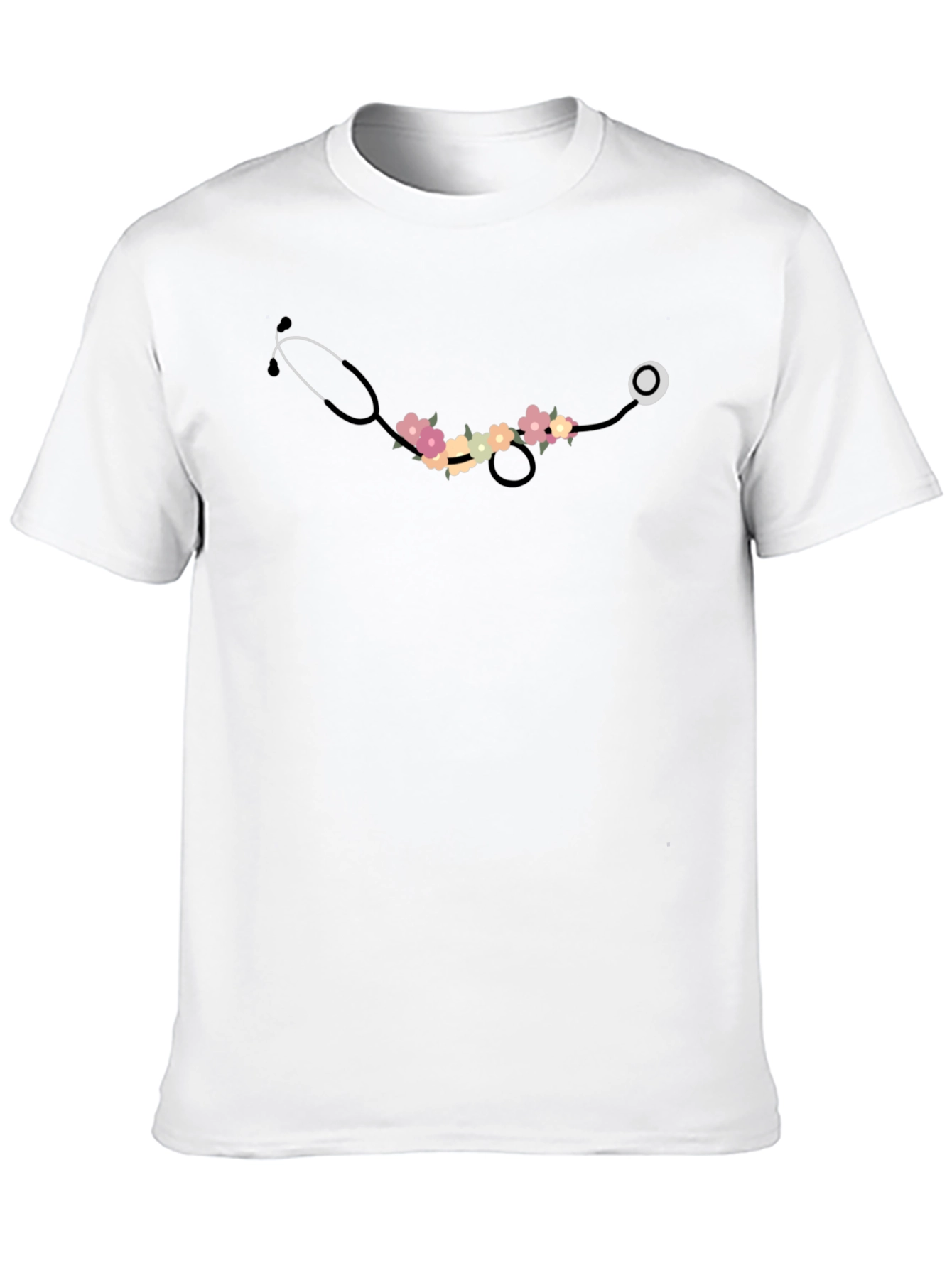 Floral Stethoscope Graphic T-Shirt