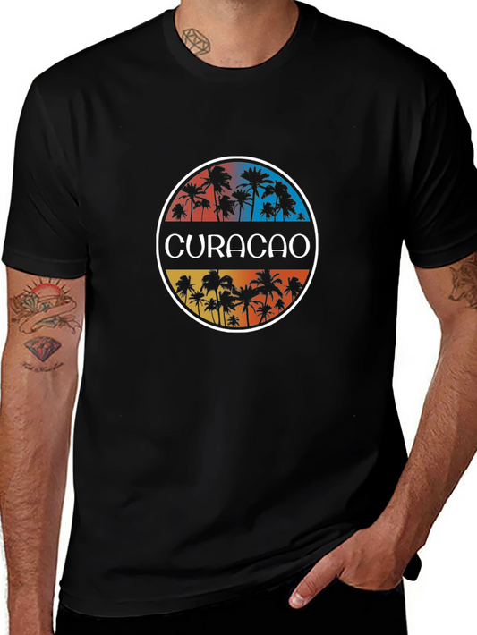 Curacao Palm Tree Graphic Tee - Tropical Vibe