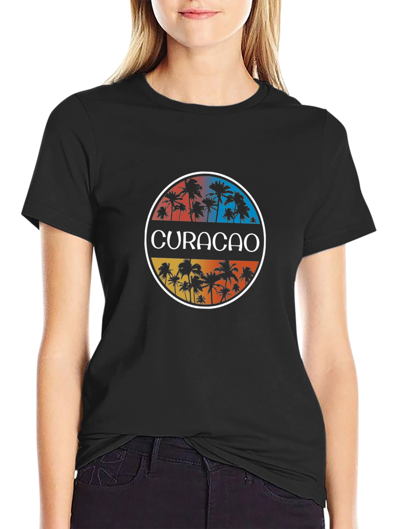 Curacao Palm Tree Graphic Tee - Tropical Vibe