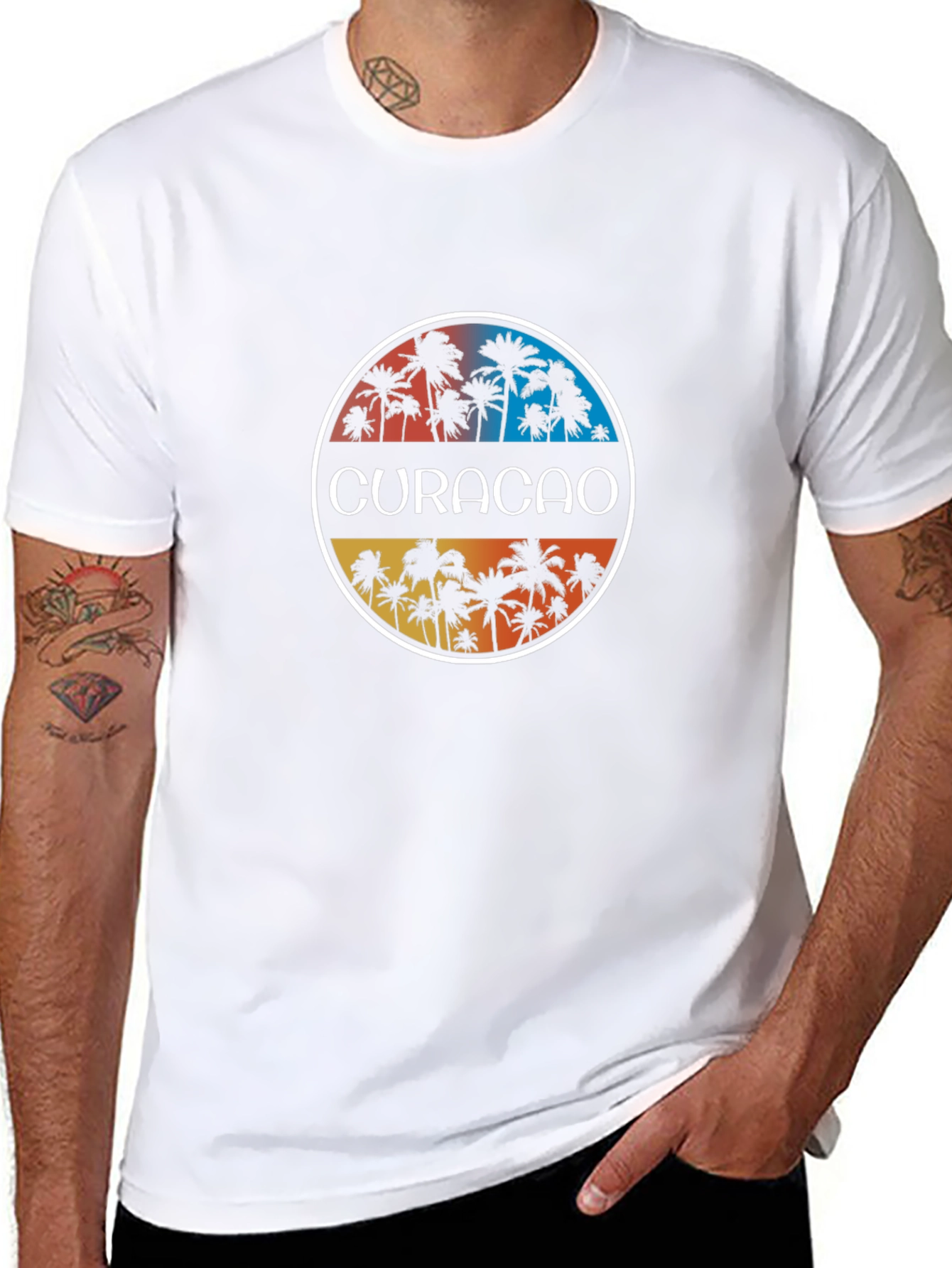 Curacao Palm Tree Graphic Tee - Tropical Vibe