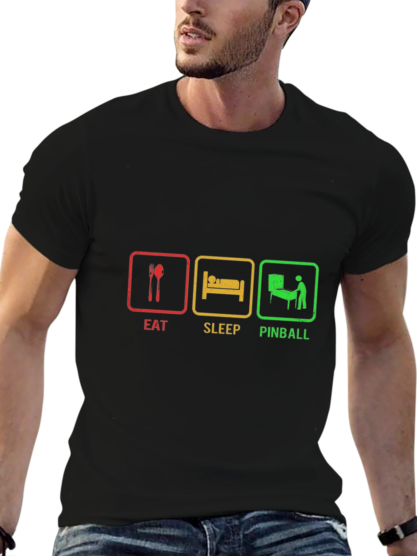 Eat Sleep Pinball Black T-Shirt