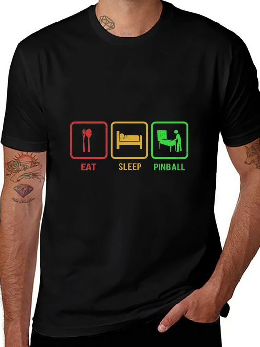 Eat Sleep Pinball Black T-Shirt