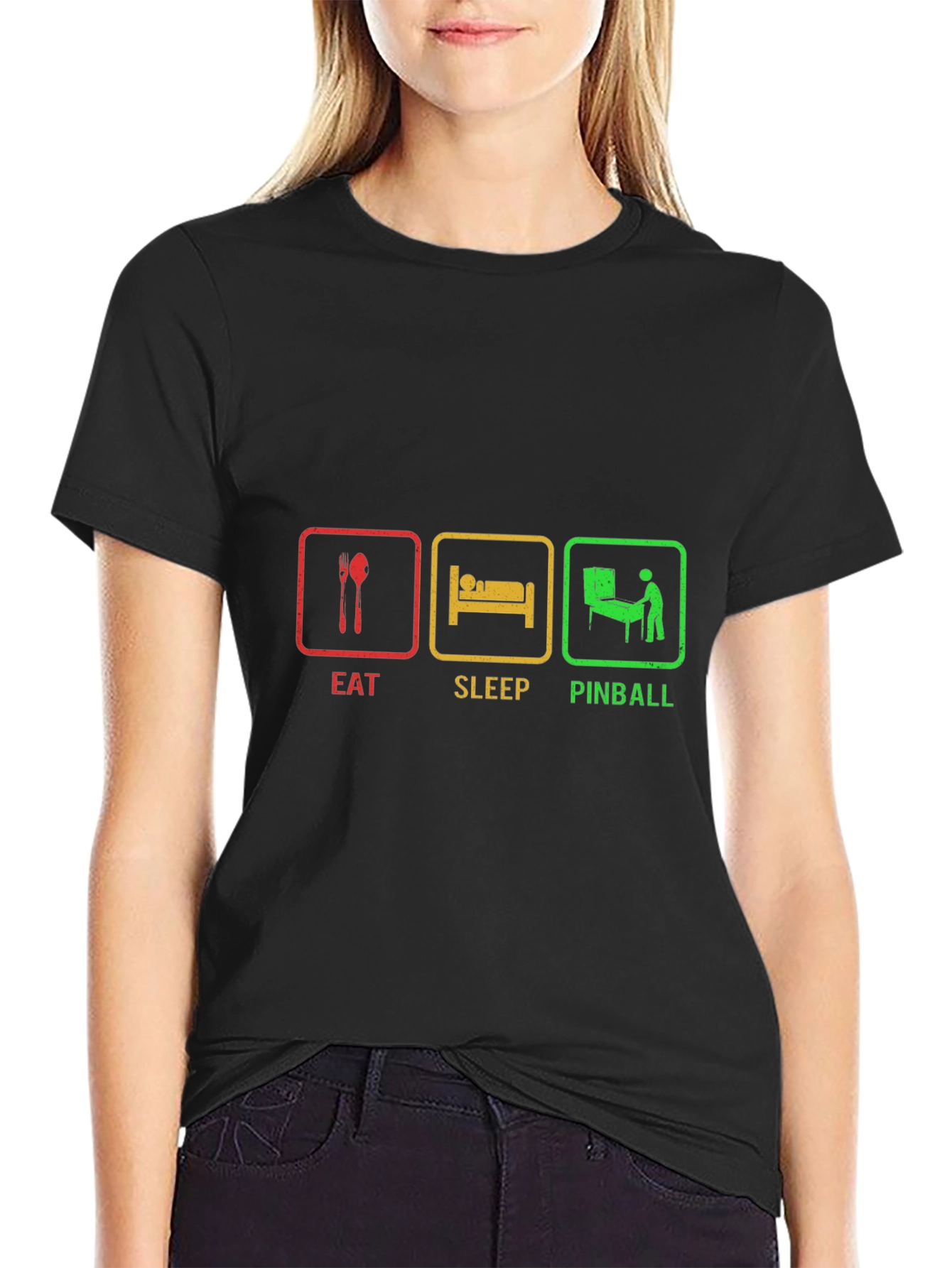 Eat Sleep Pinball Black T-Shirt