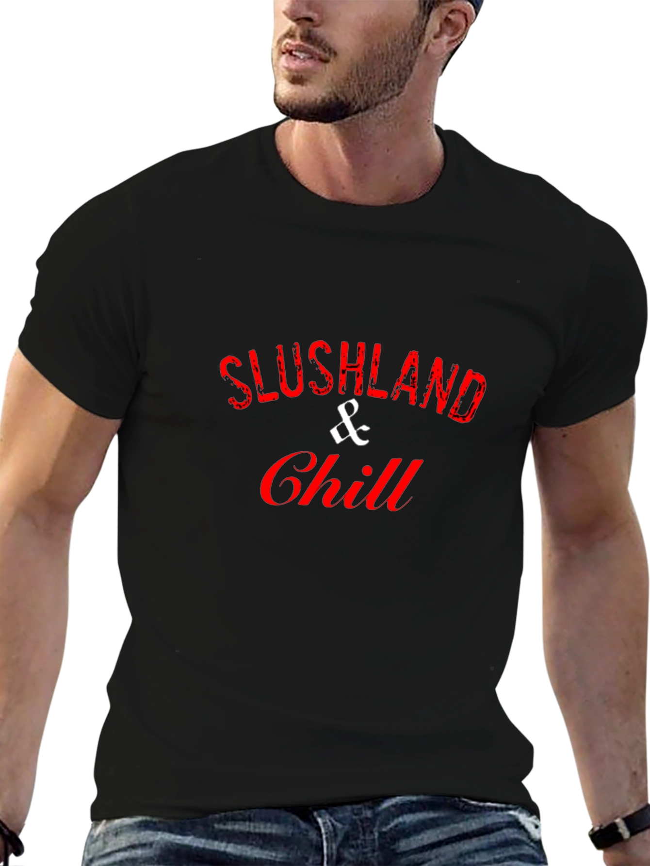 Slushland & Chill Black Cotton Graphic Tee