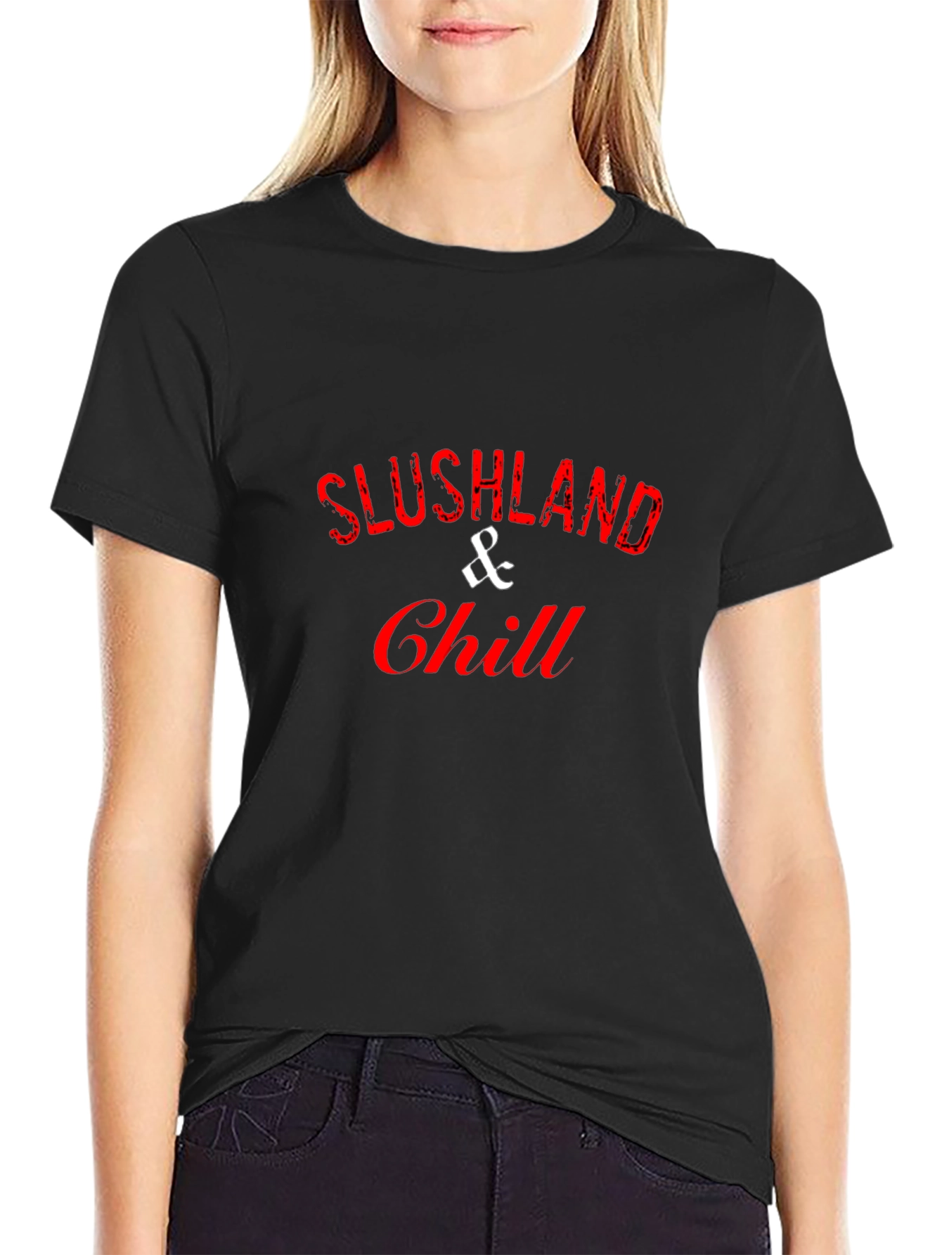 Slushland & Chill Black Cotton Graphic Tee