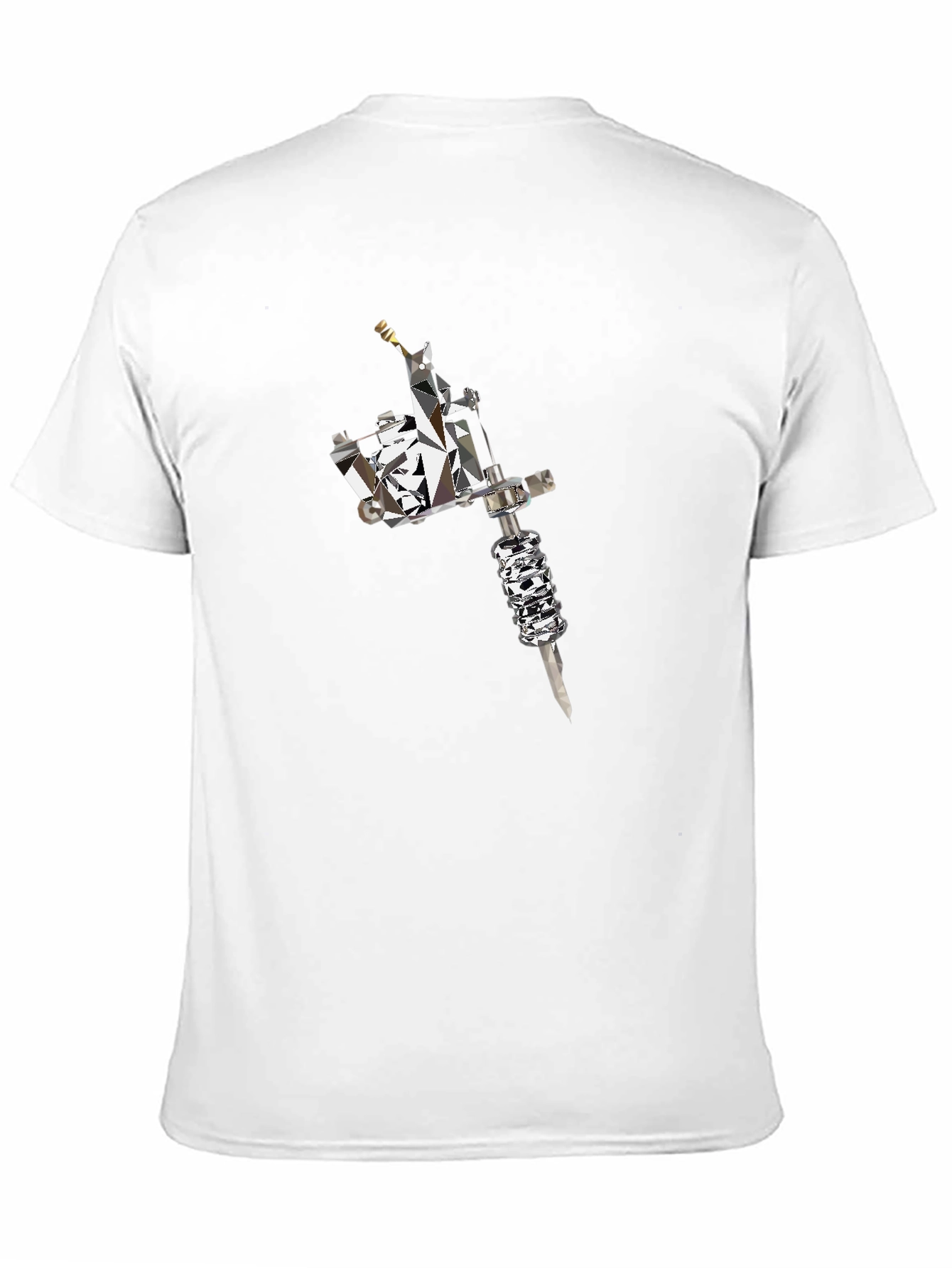 Mens Black Tee with Geometric Tattoo Machine Graphic