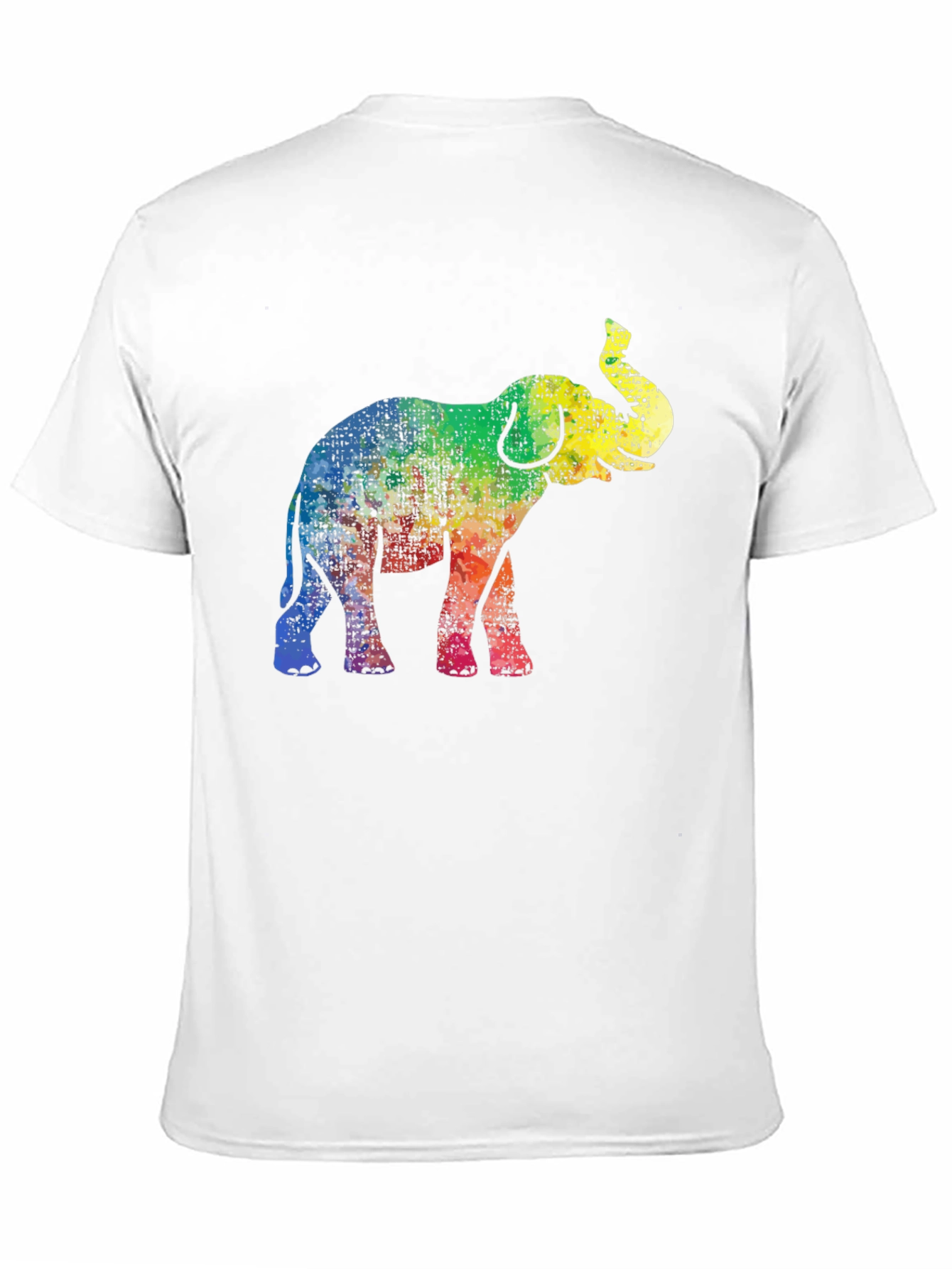 Rainbow Elephant Graphic Tee - Black Cotton T-Shirt