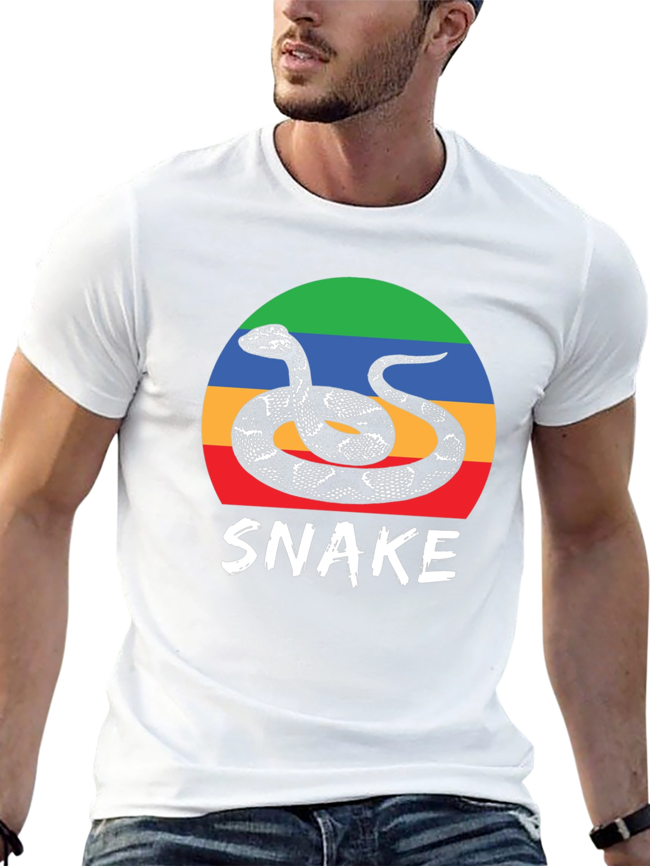 Snake Graphic Tee - Retro Style Mens T-Shirt