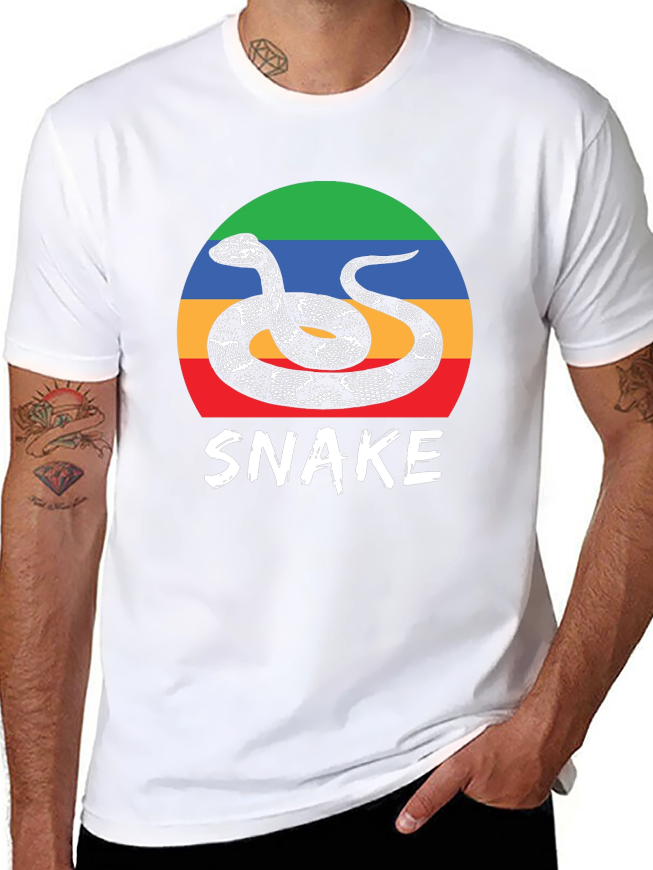Snake Graphic Tee - Retro Style Mens T-Shirt