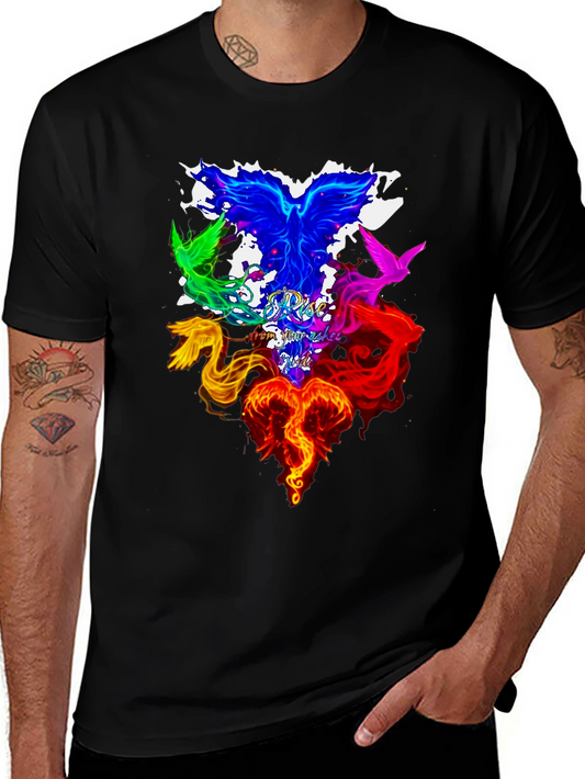 Rise from Ashes Phoenix Graphic Tee - Colorful Bird Design