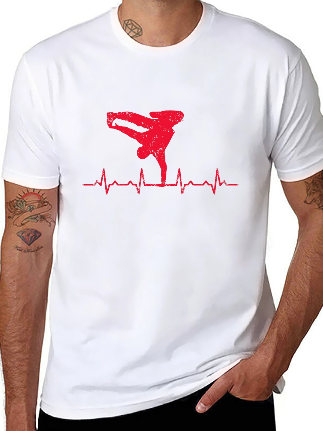 Breakdance Heartbeat Graphic Tee - Mens Black T-Shirt