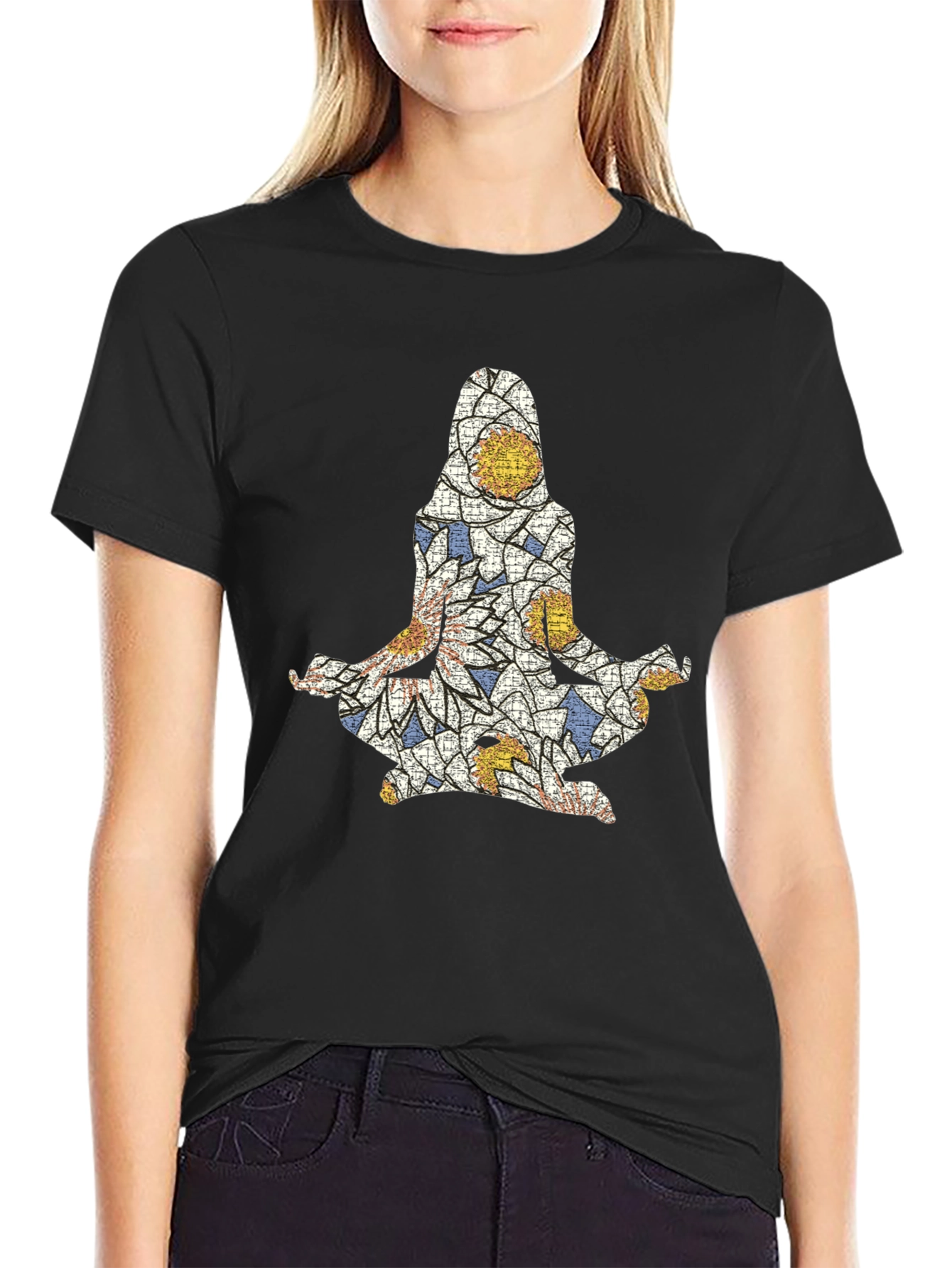 Yoga Mosaic Graphic Tee - Mens Black T-Shirt