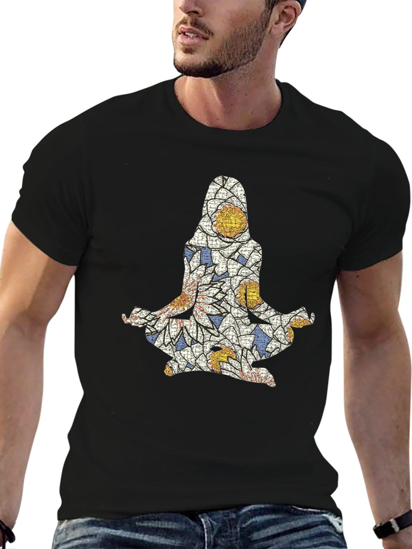 Yoga Mosaic Graphic Tee - Mens Black T-Shirt