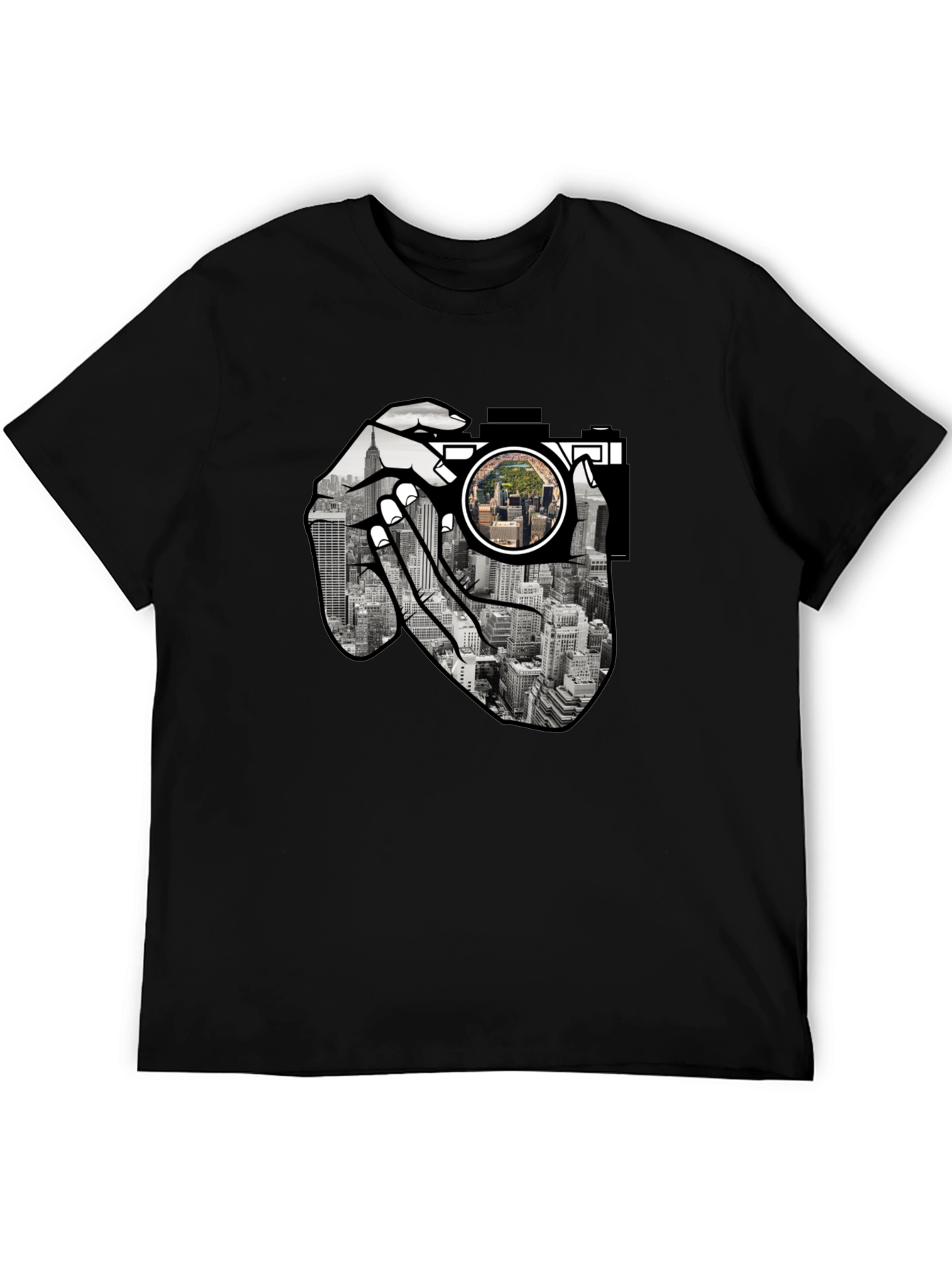 NYC Camera T-Shirt - Photographers View Black Tee