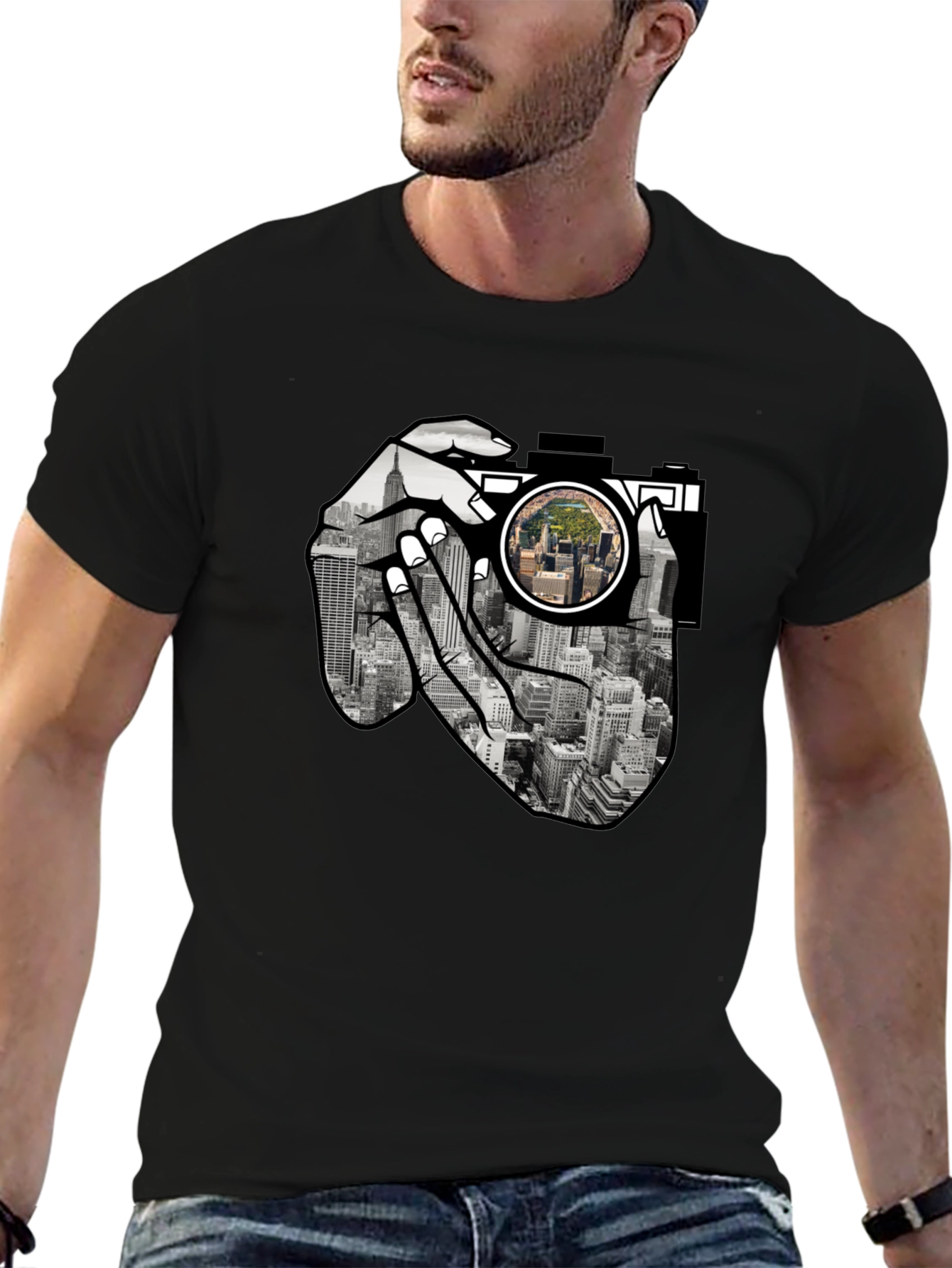 NYC Camera T-Shirt - Photographers View Black Tee