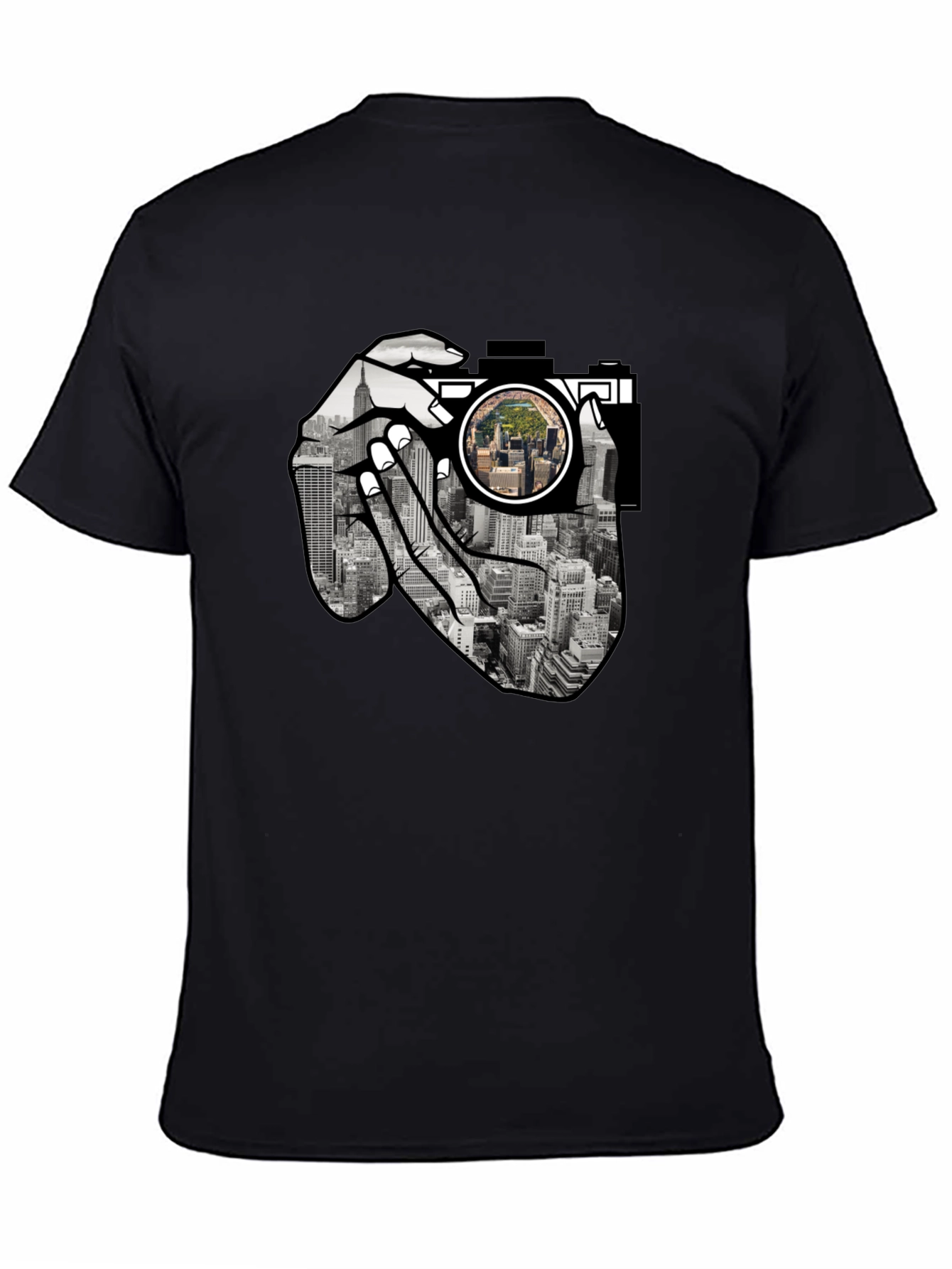 NYC Camera T-Shirt - Photographers View Black Tee
