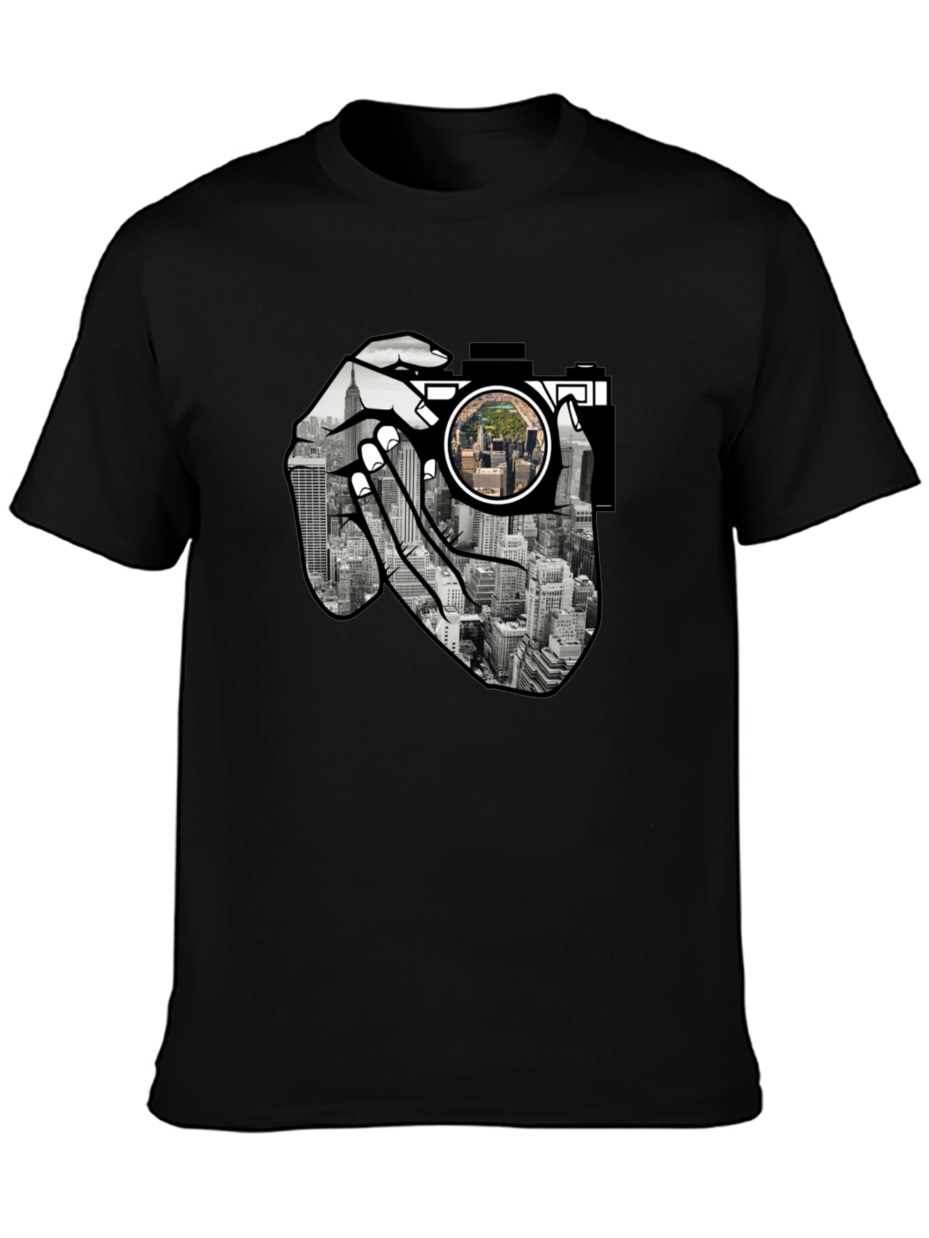 NYC Camera T-Shirt - Photographers View Black Tee