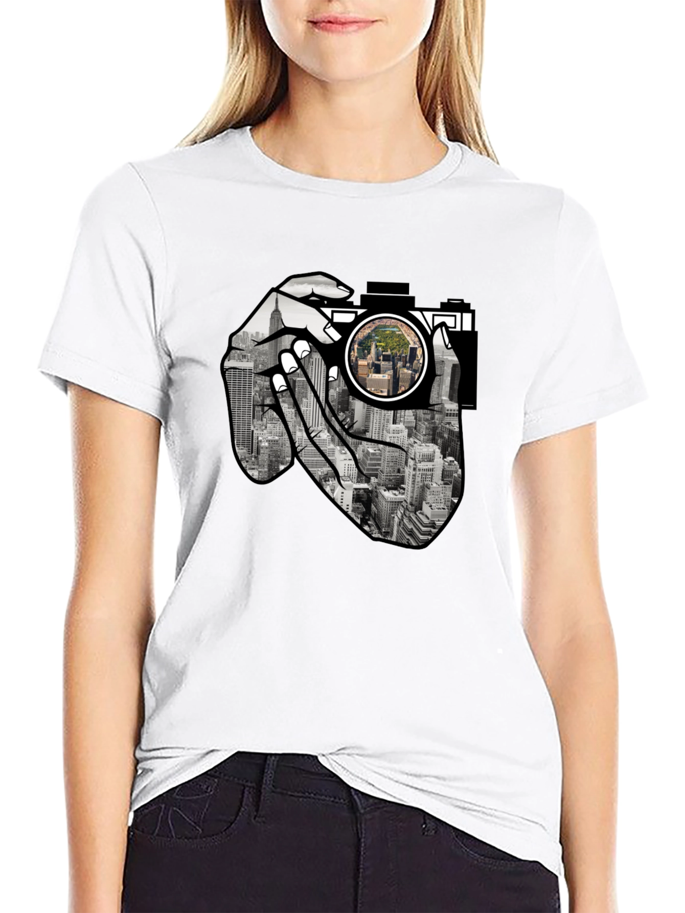 NYC Camera T-Shirt - Photographers View Black Tee