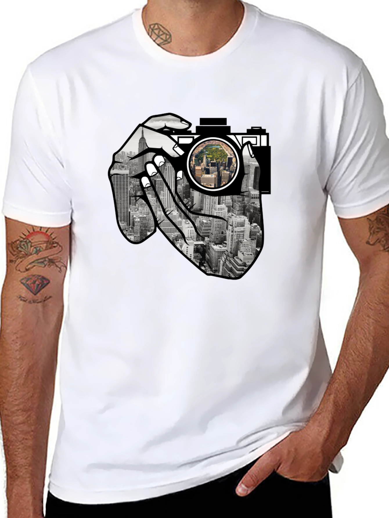 NYC Camera T-Shirt - Photographers View Black Tee