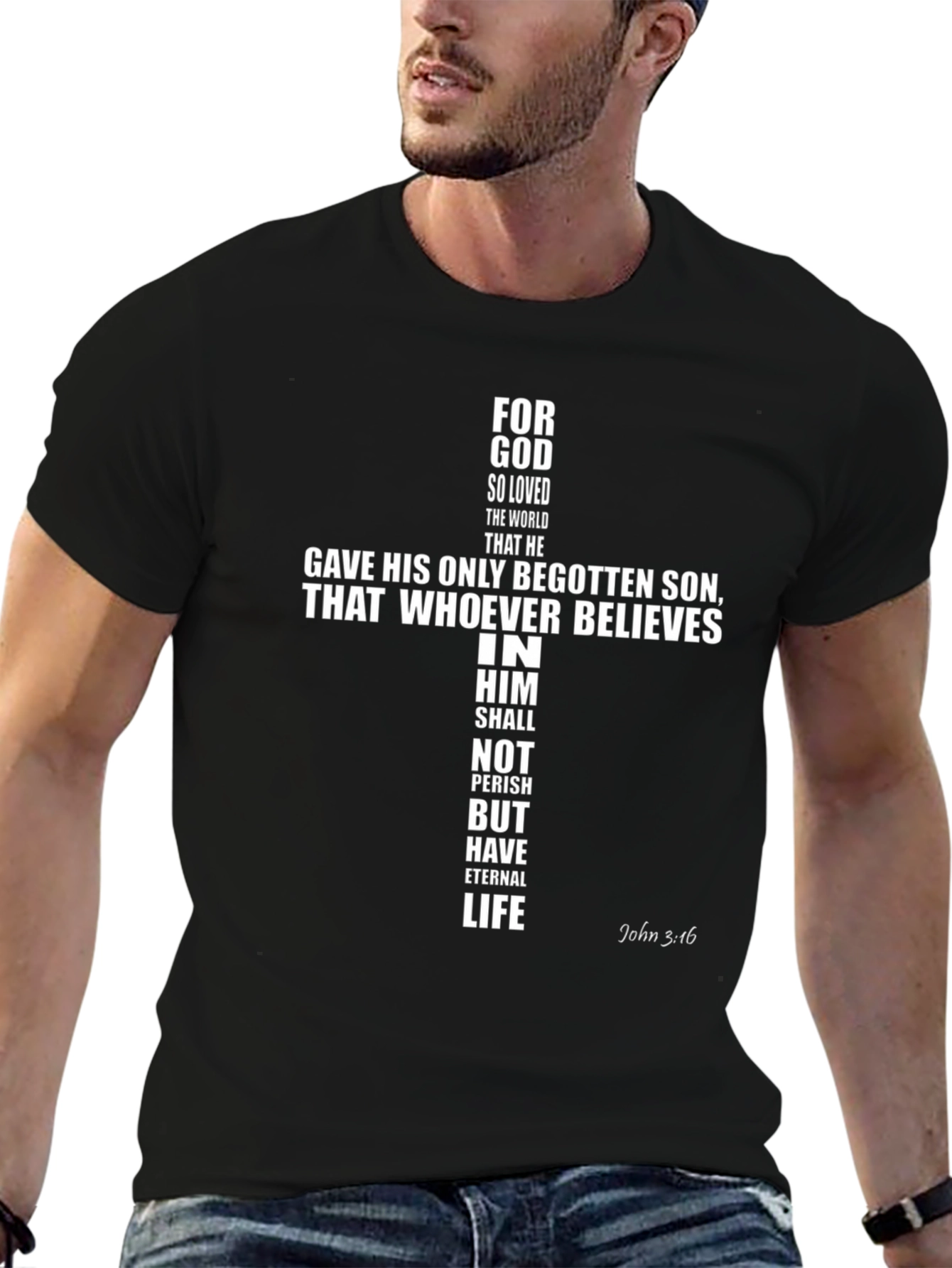 Faith-Based T-Shirt: John 3:16 Cross Design