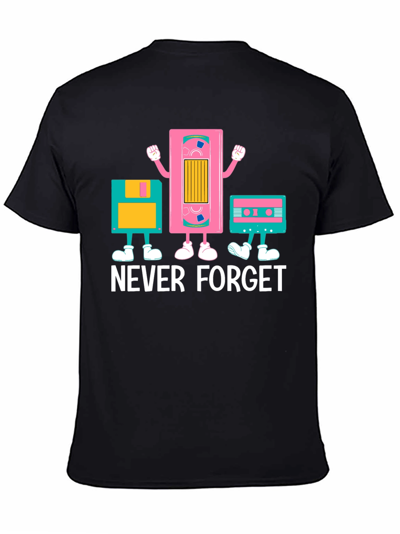 Retro Media Never Forget Black Graphic Tee