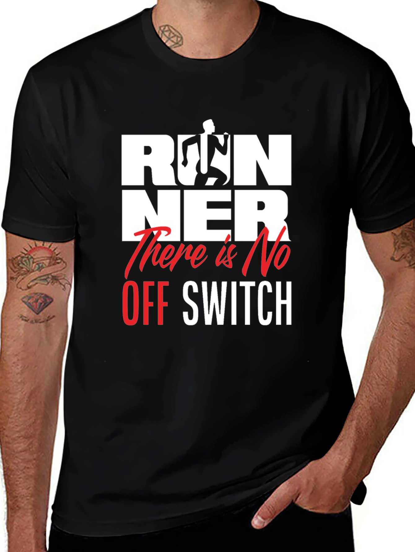Runner There Is No Off Switch Black Graphic Tee