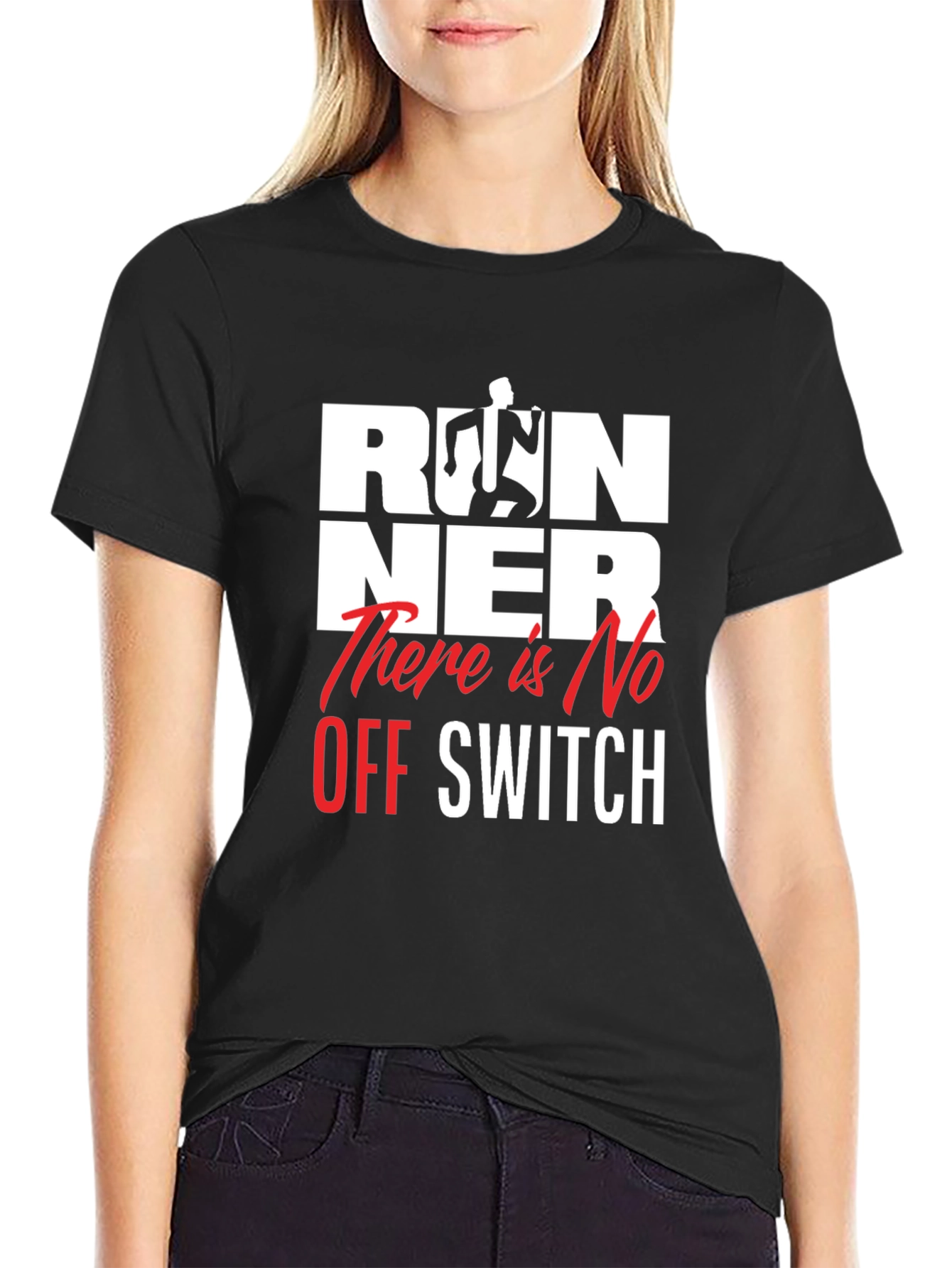 Runner There Is No Off Switch Black Graphic Tee