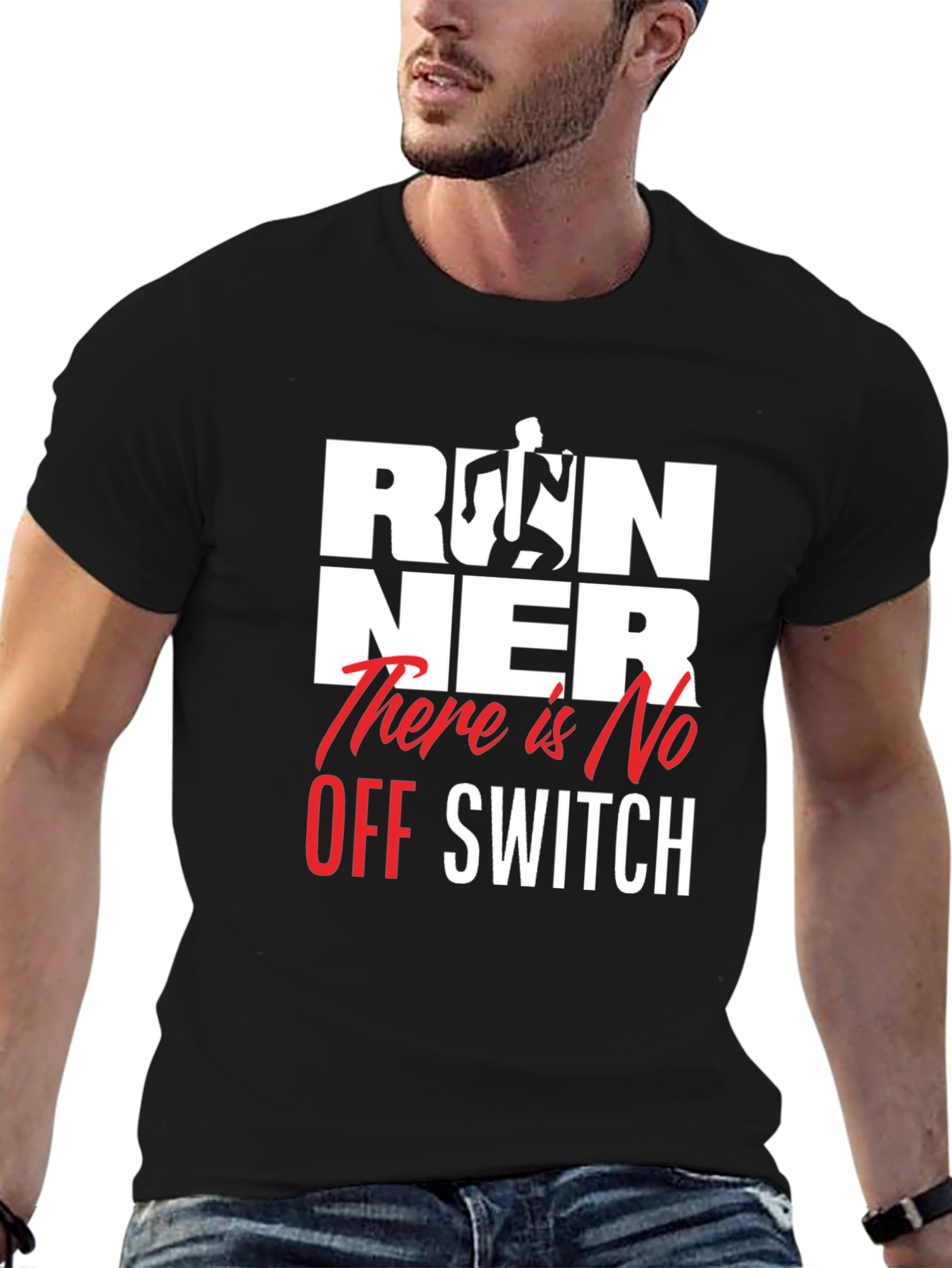 Runner There Is No Off Switch Black Graphic Tee