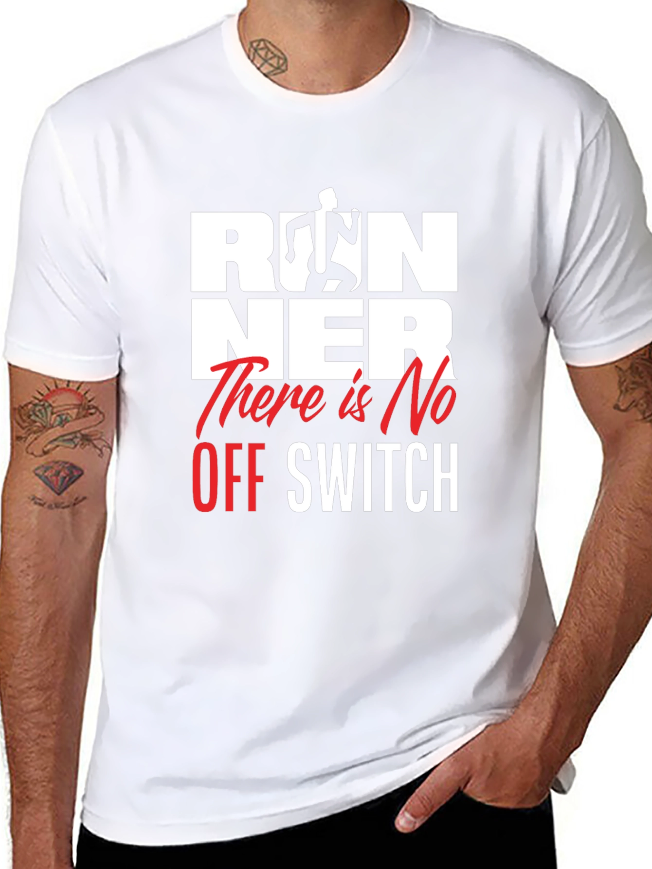 Runner There Is No Off Switch Black Graphic Tee