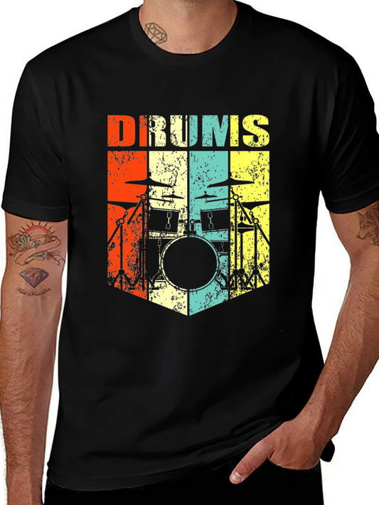 Vintage Drums T-Shirt - Retro Drummer Tee