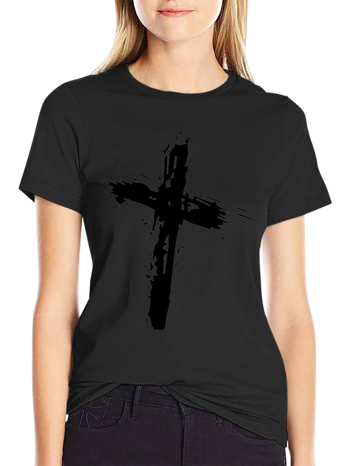 Grunge Cross Black T-Shirt