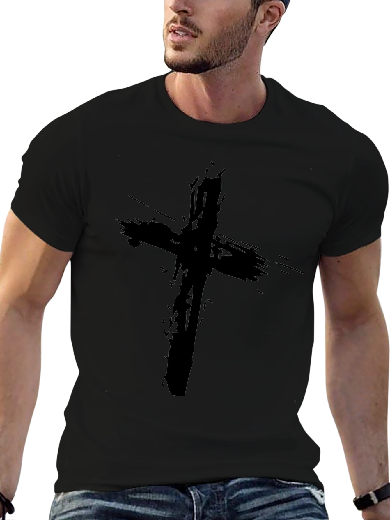 Grunge Cross Black T-Shirt