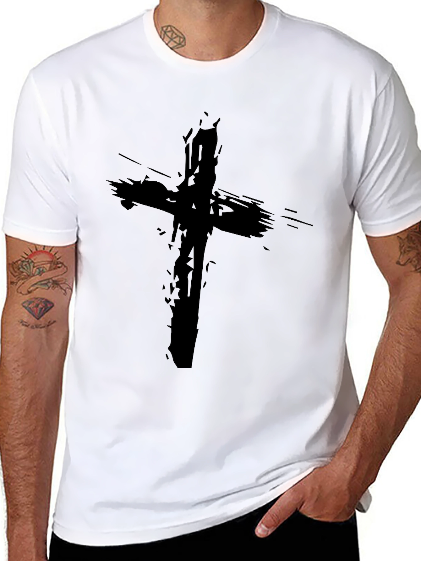 Grunge Cross Black T-Shirt