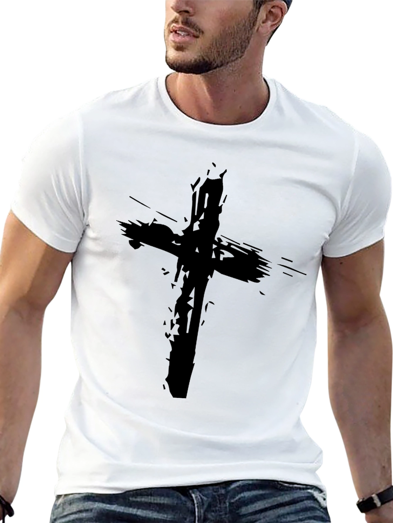 Grunge Cross Black T-Shirt