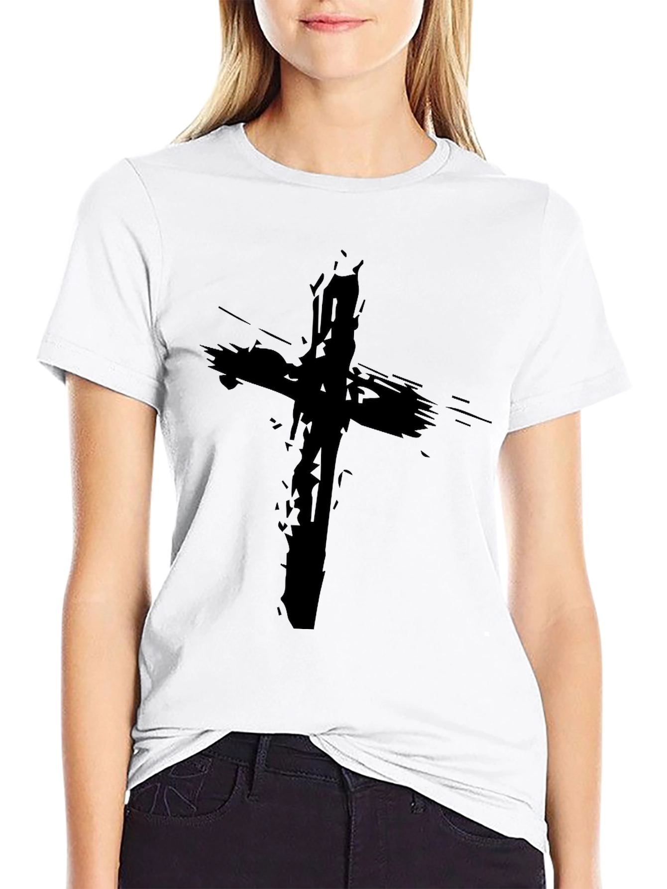 Grunge Cross Black T-Shirt