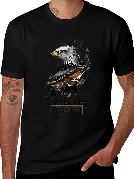 Noble Hunter Eagle Graphic Tee - Premium Black Cotton Shirt