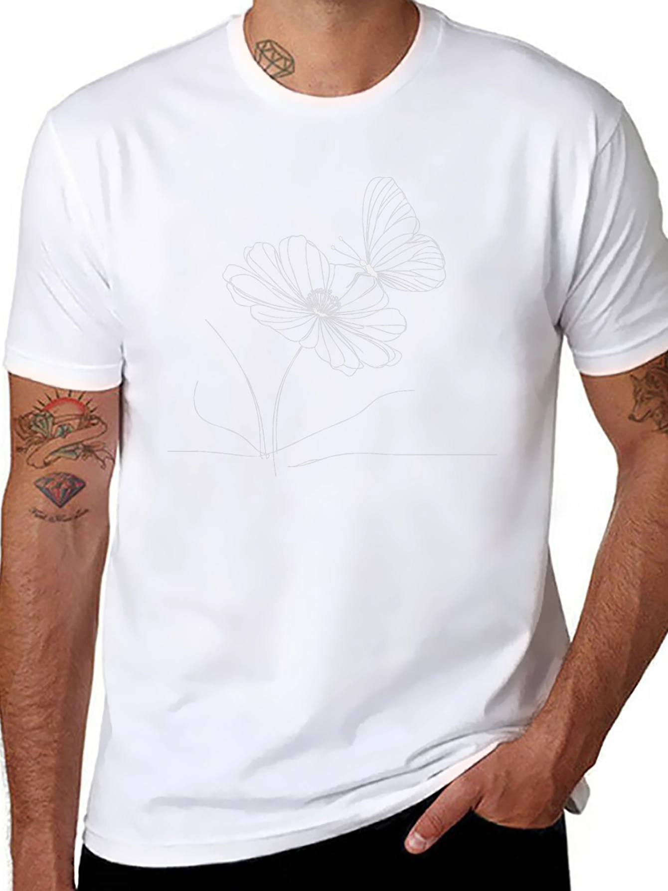 Black Butterfly & Floral Graphic Tee