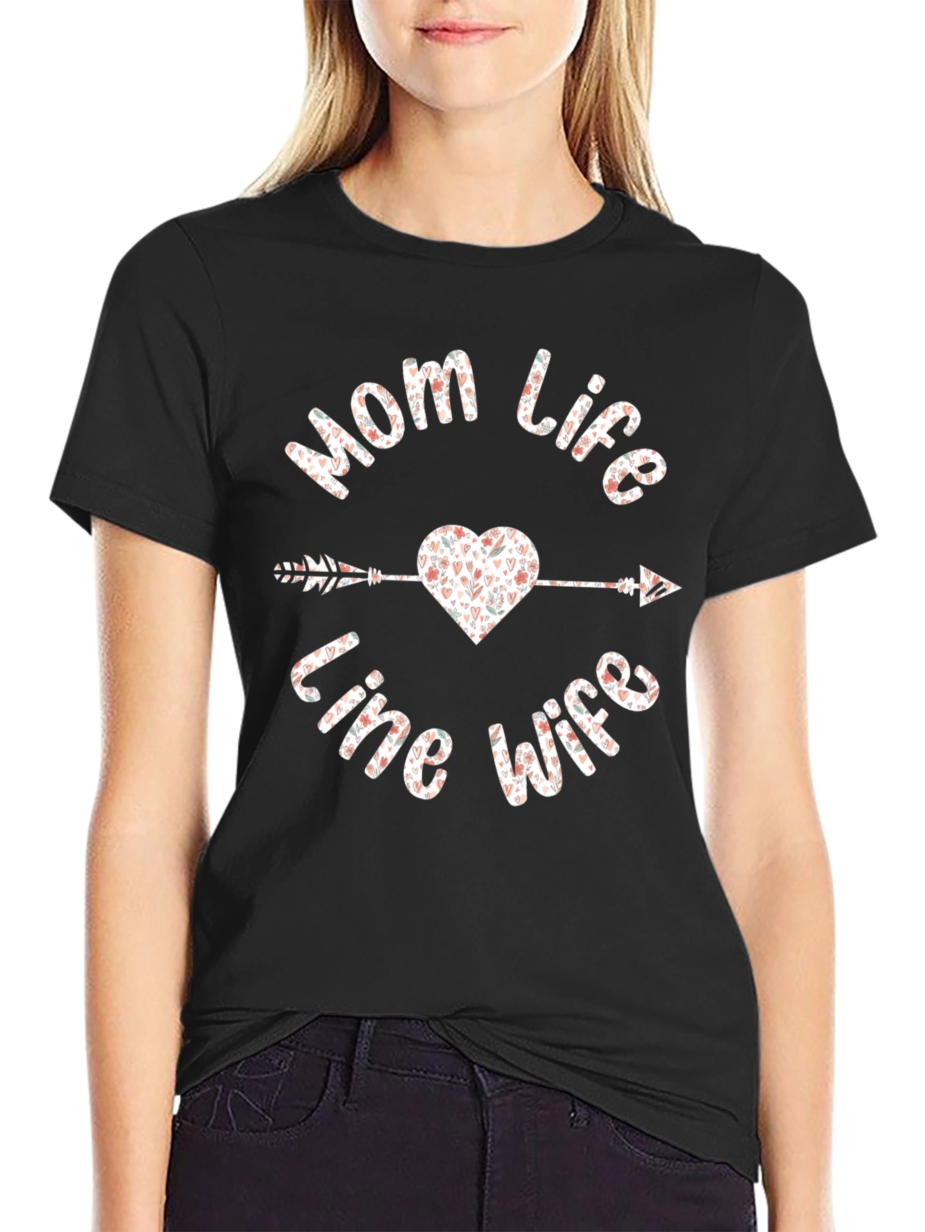 Mom Life Line Wife Valentines Day T-Shirt