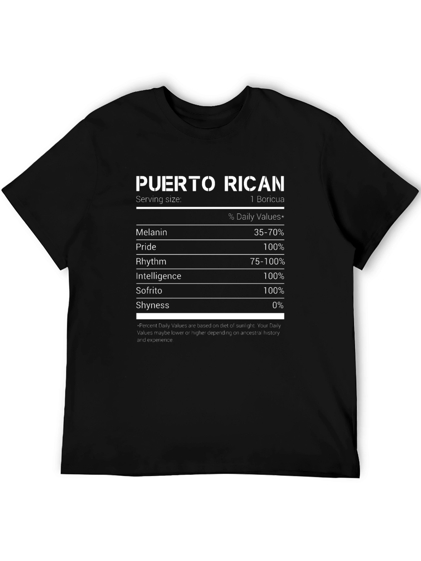 Puerto Rican Nutrition Facts T-Shirt