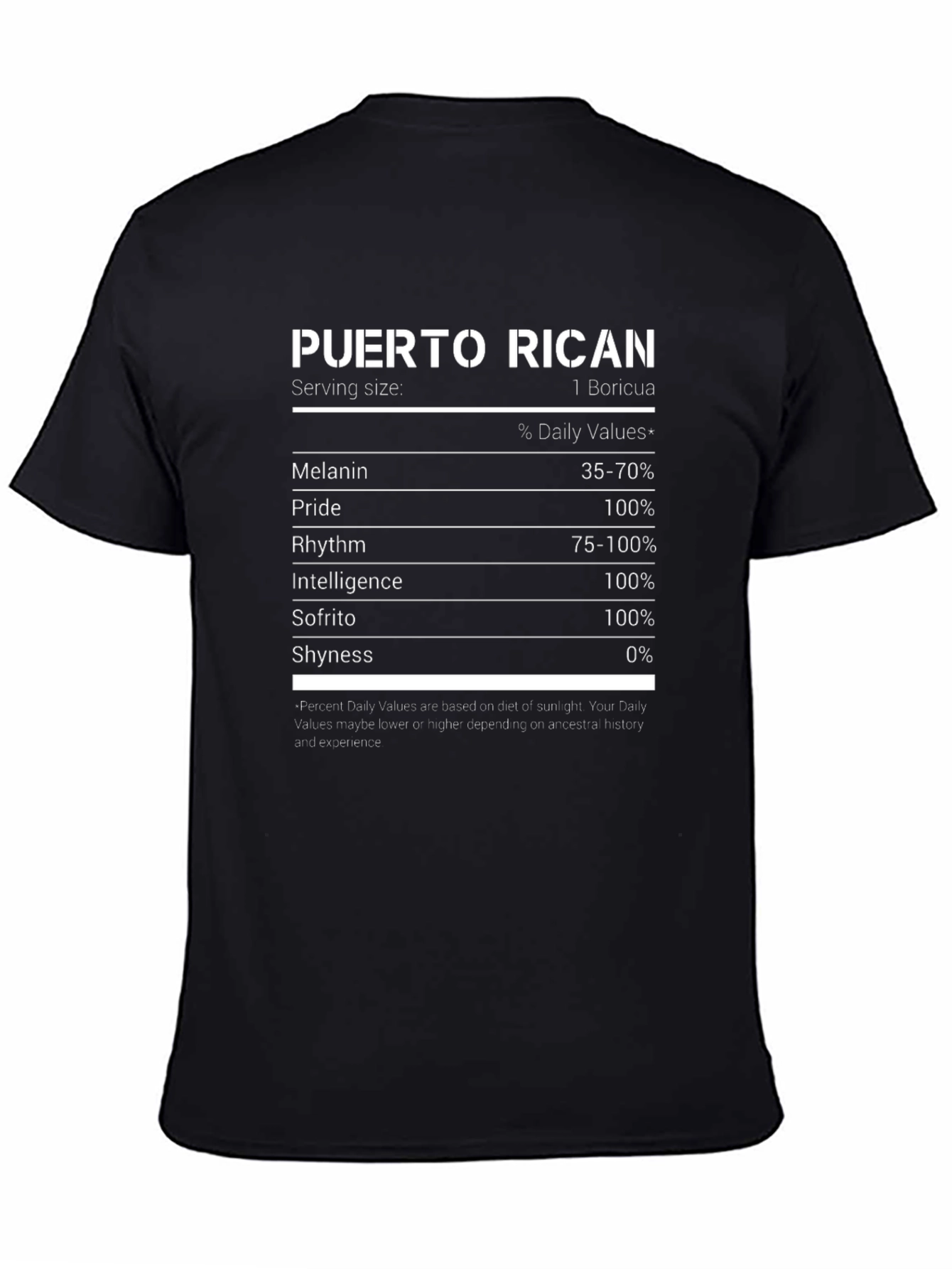 Puerto Rican Nutrition Facts T-Shirt