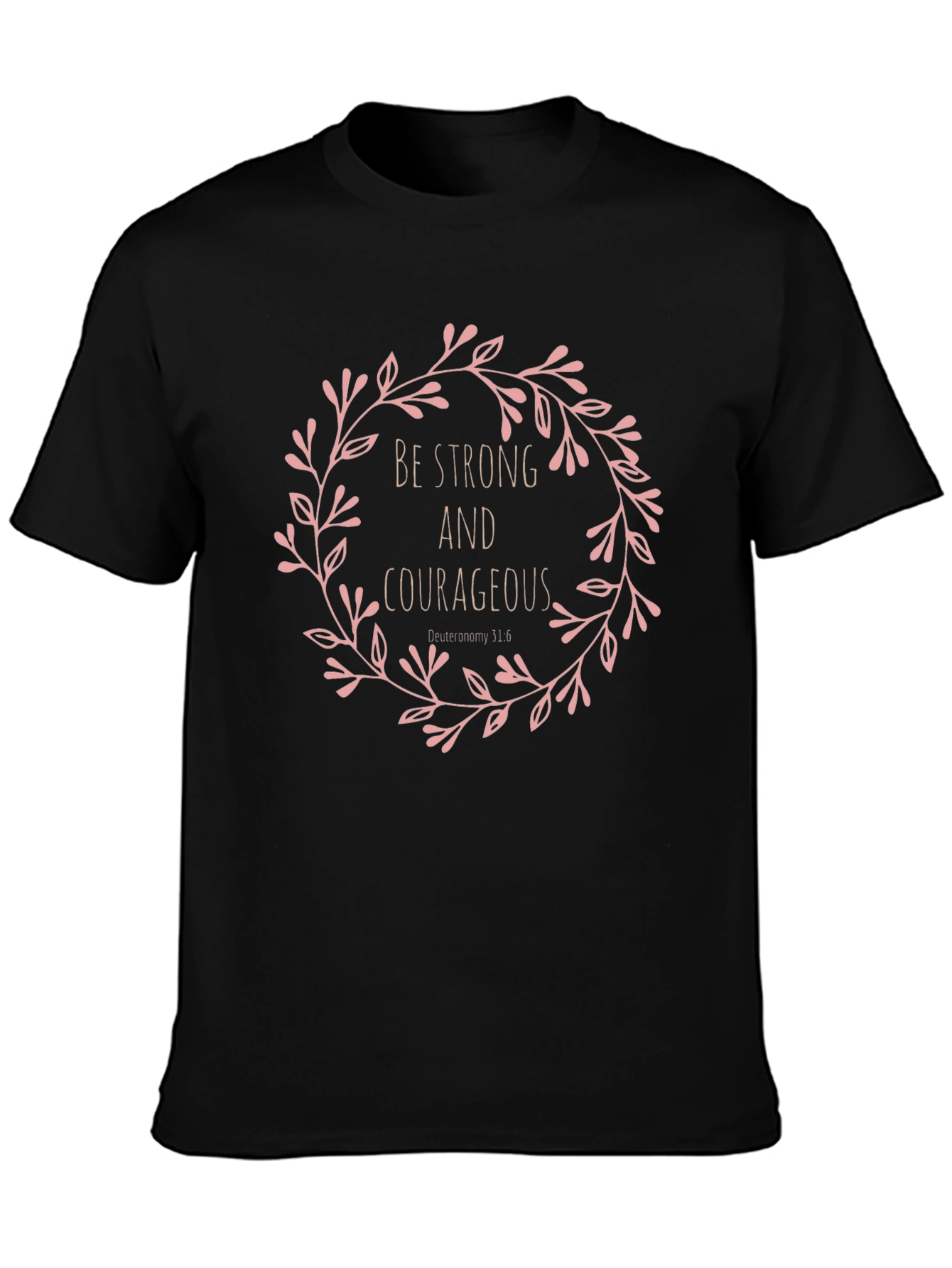 Strong & Courageous Floral Tee - Black