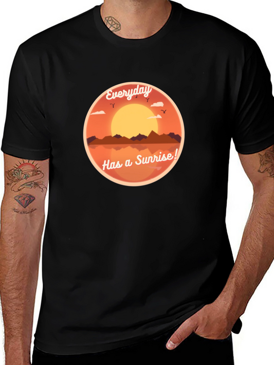 Everyday Sunrise Graphic Tee - Black Cotton T-Shirt