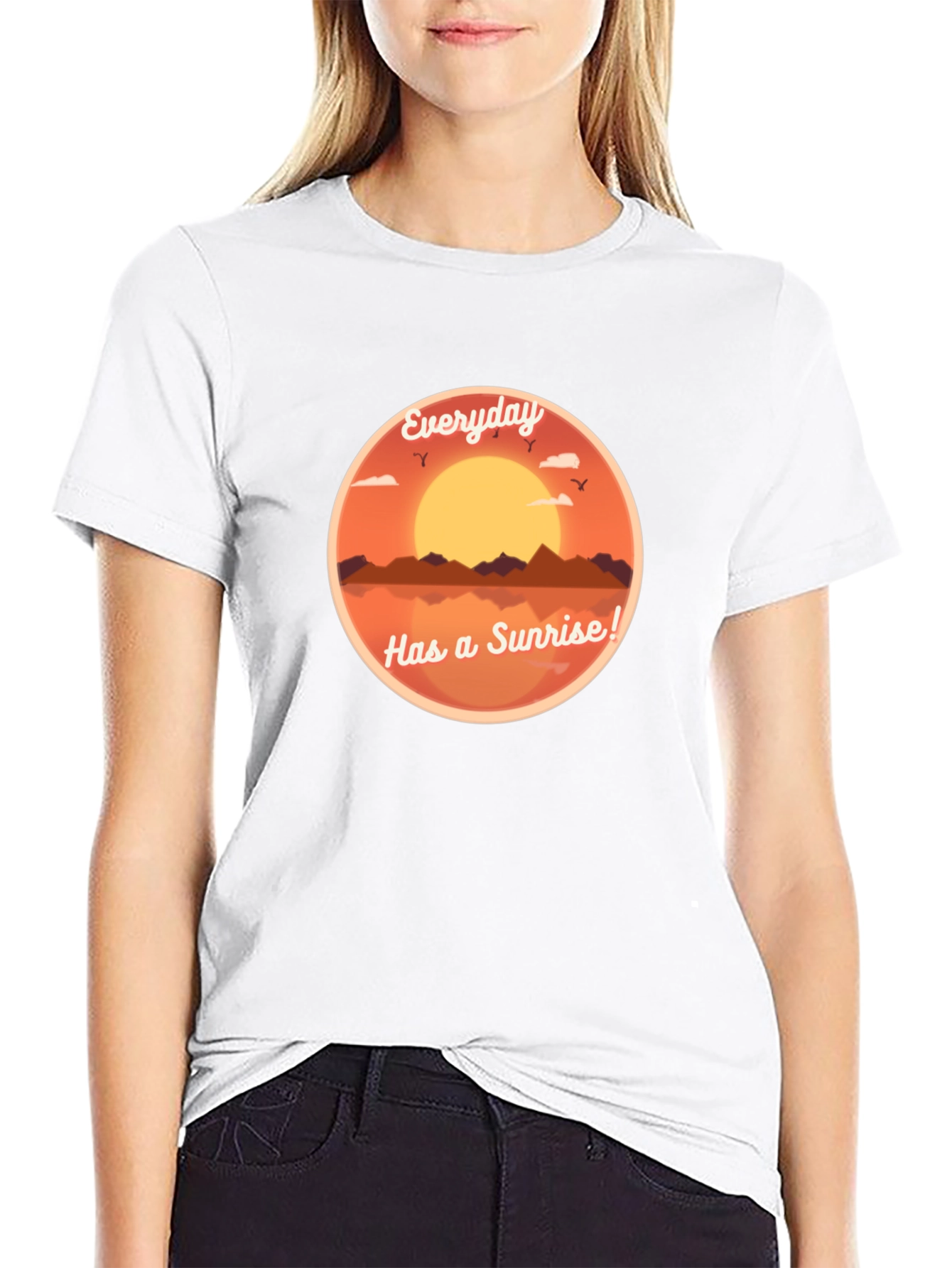 Everyday Sunrise Graphic Tee - Black Cotton T-Shirt