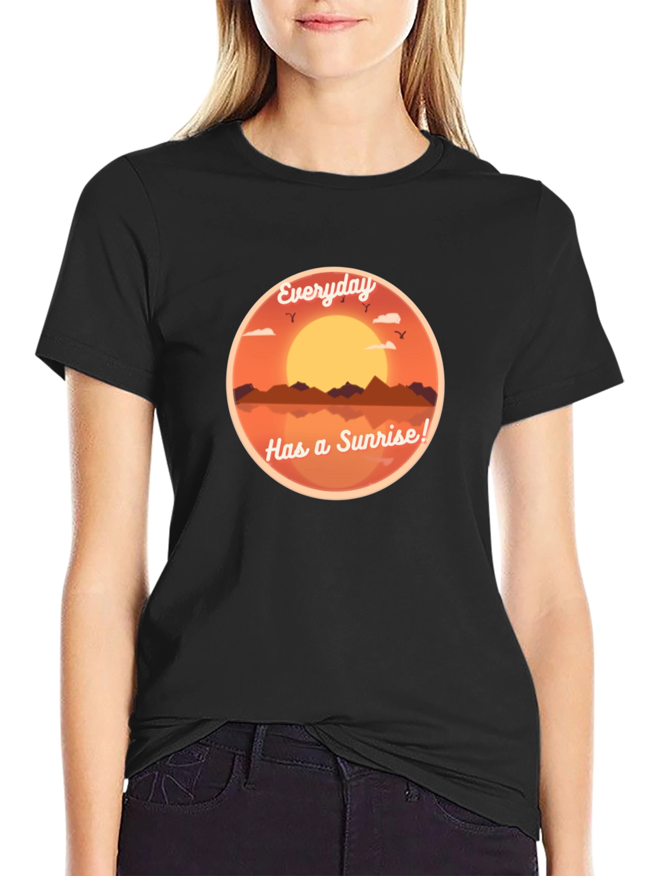 Everyday Sunrise Graphic Tee - Black Cotton T-Shirt