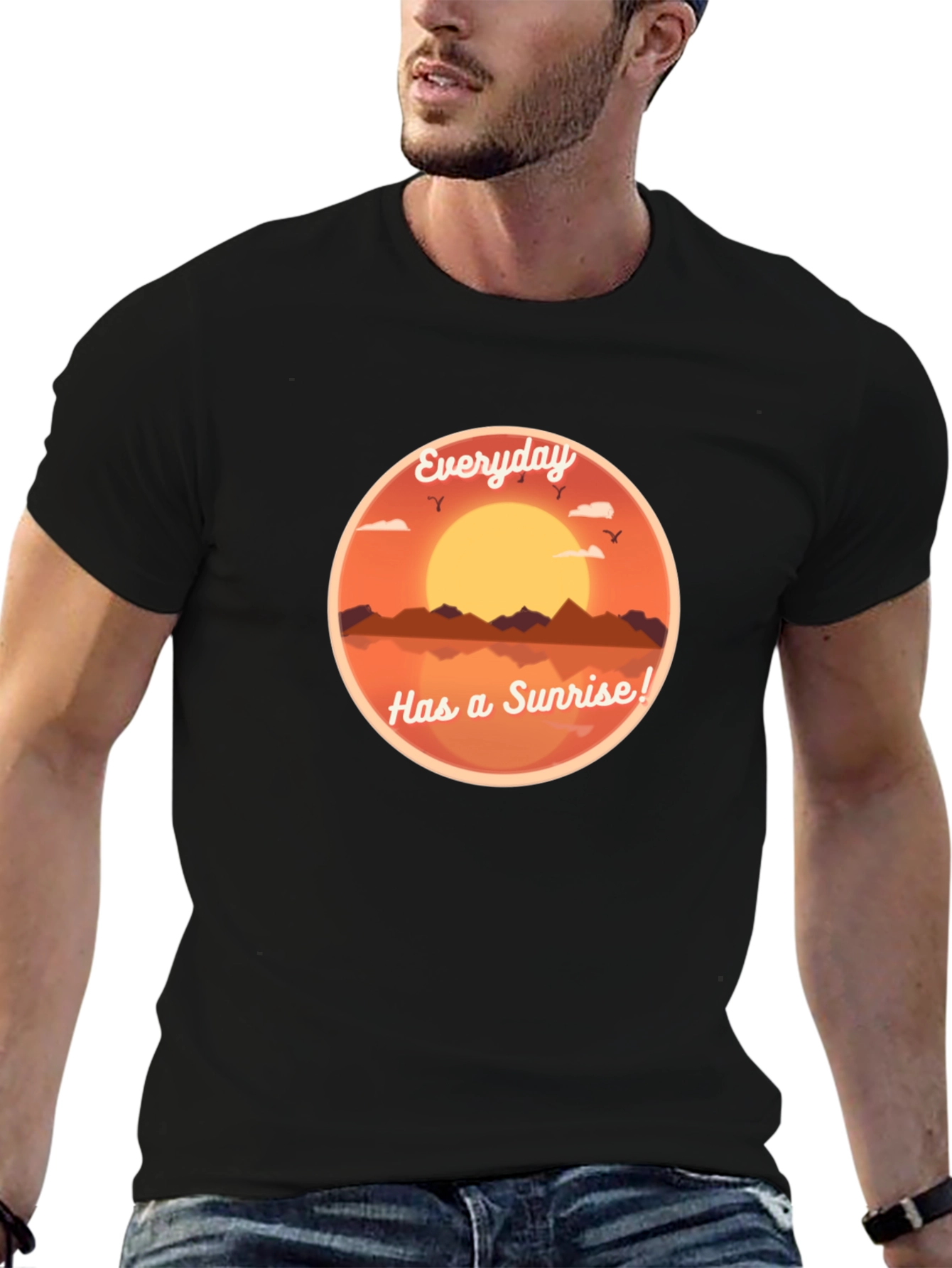 Everyday Sunrise Graphic Tee - Black Cotton T-Shirt
