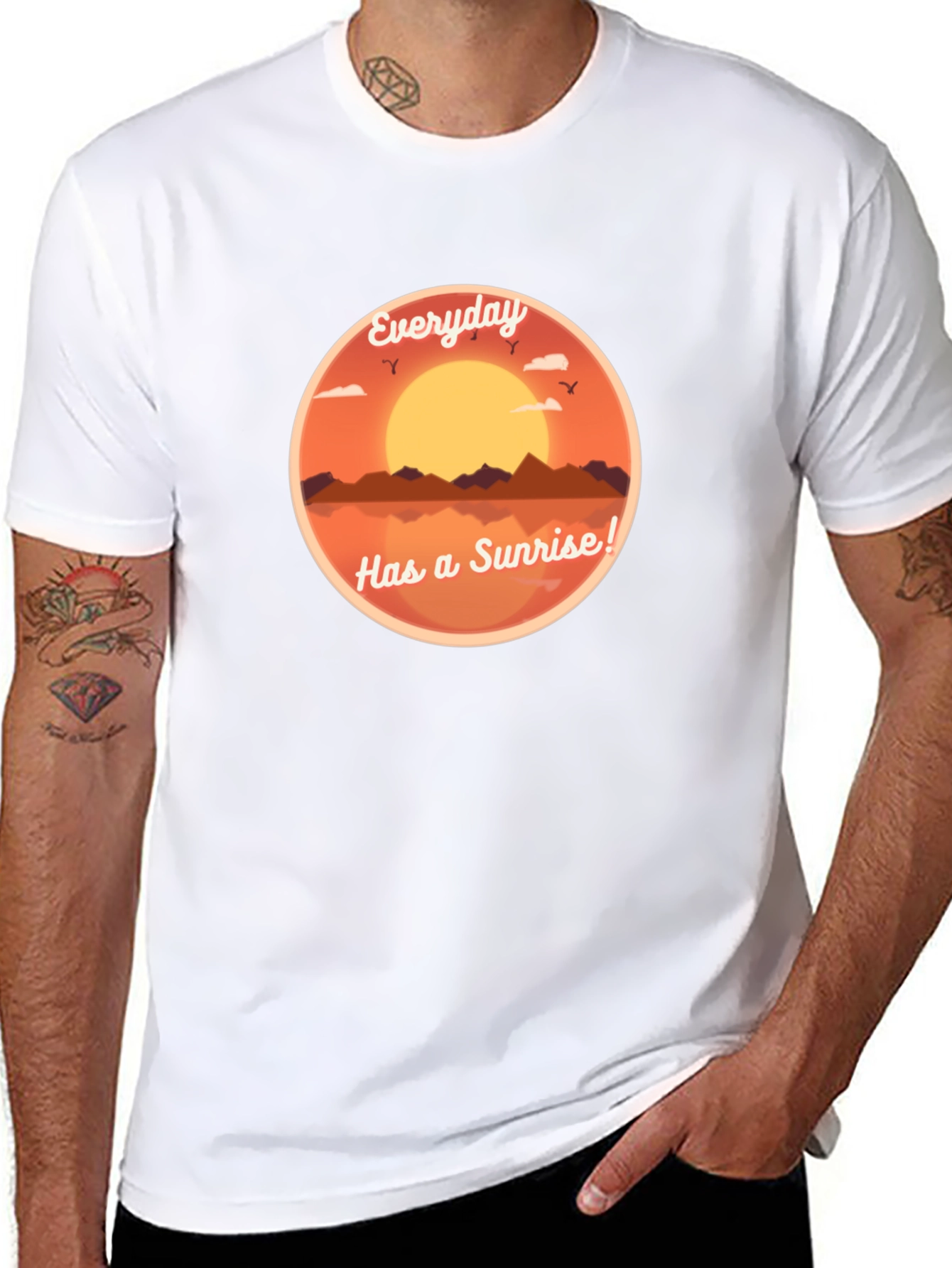 Everyday Sunrise Graphic Tee - Black Cotton T-Shirt