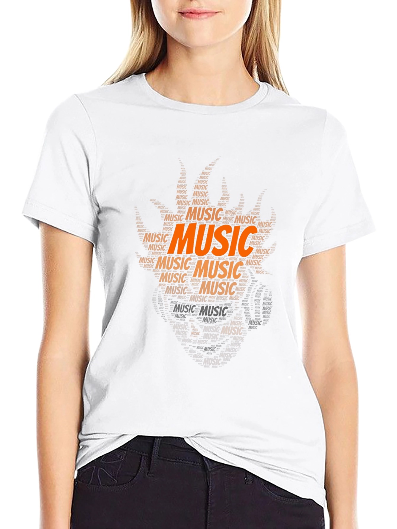Music Word Art T-Shirt - Black