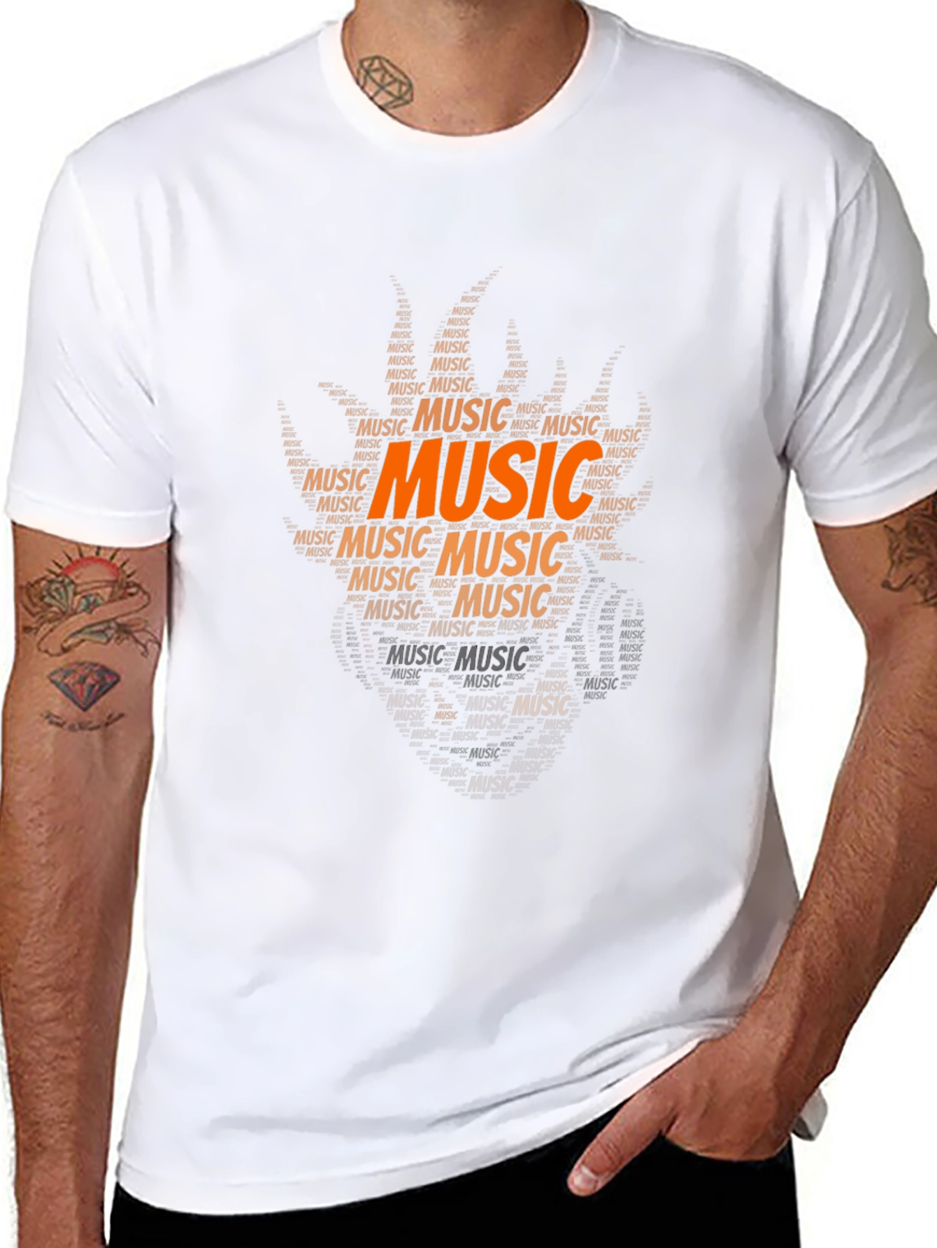 Music Word Art T-Shirt - Black